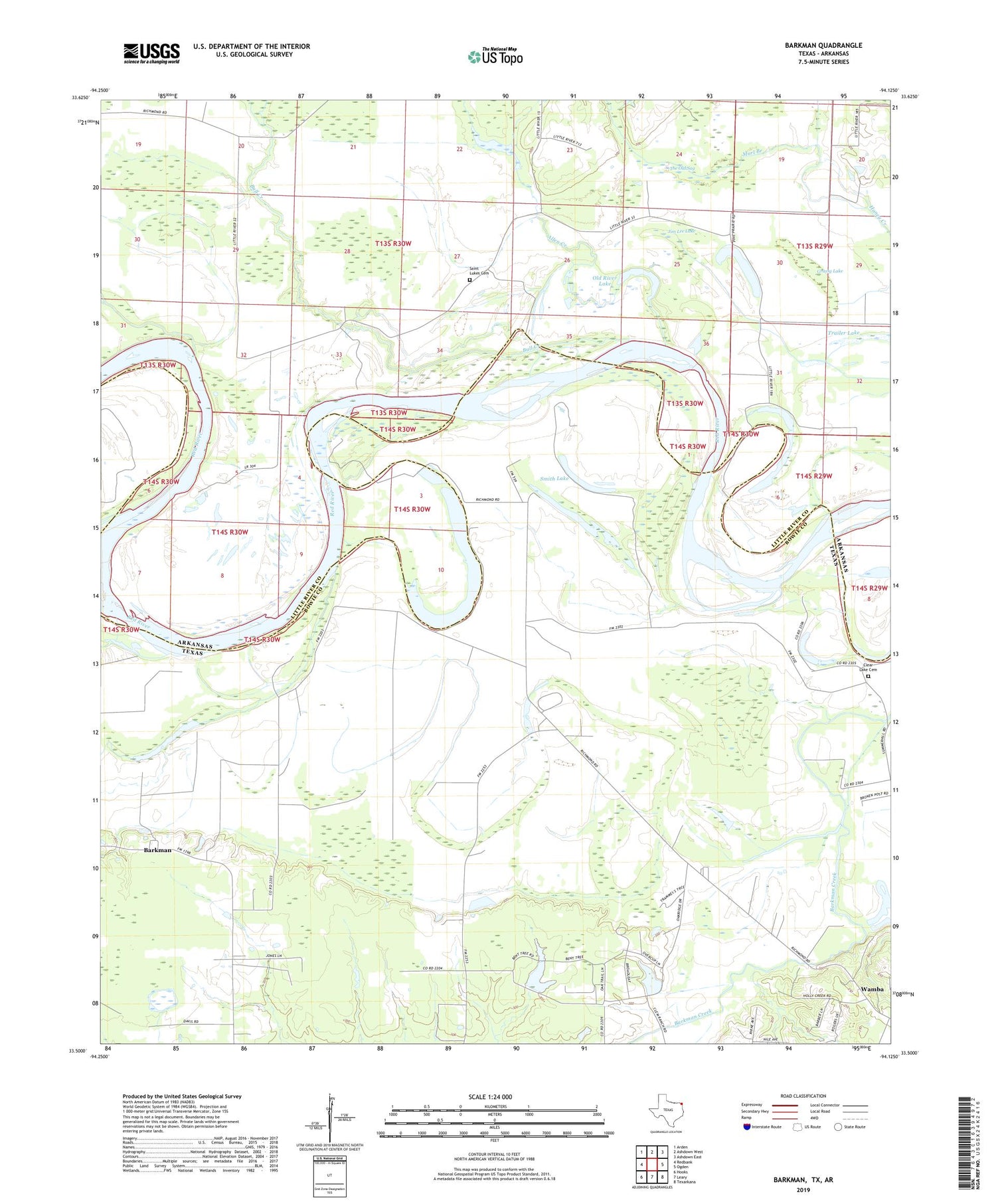 Barkman Texas US Topo Map Image