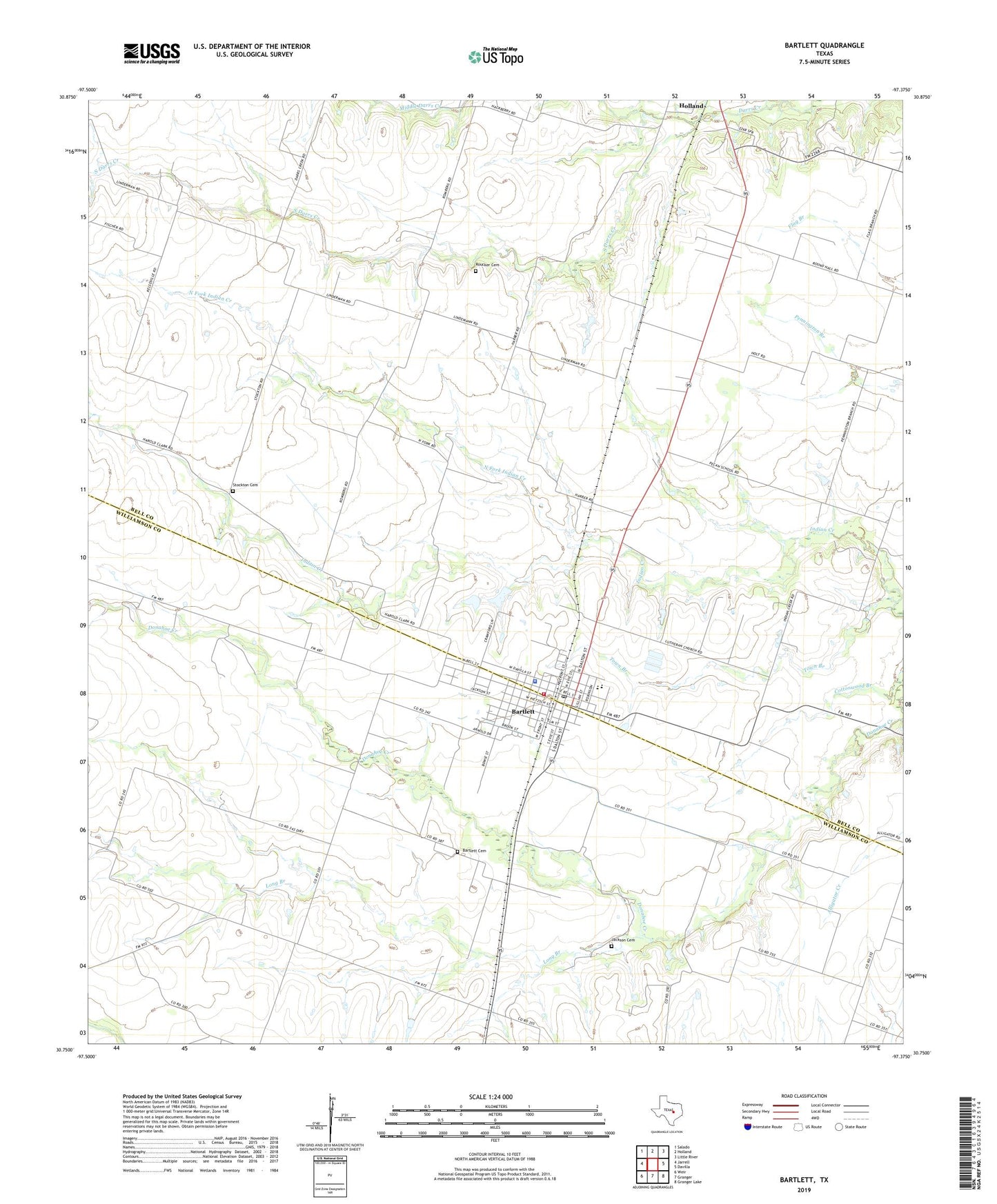 Bartlett Texas US Topo Map Image