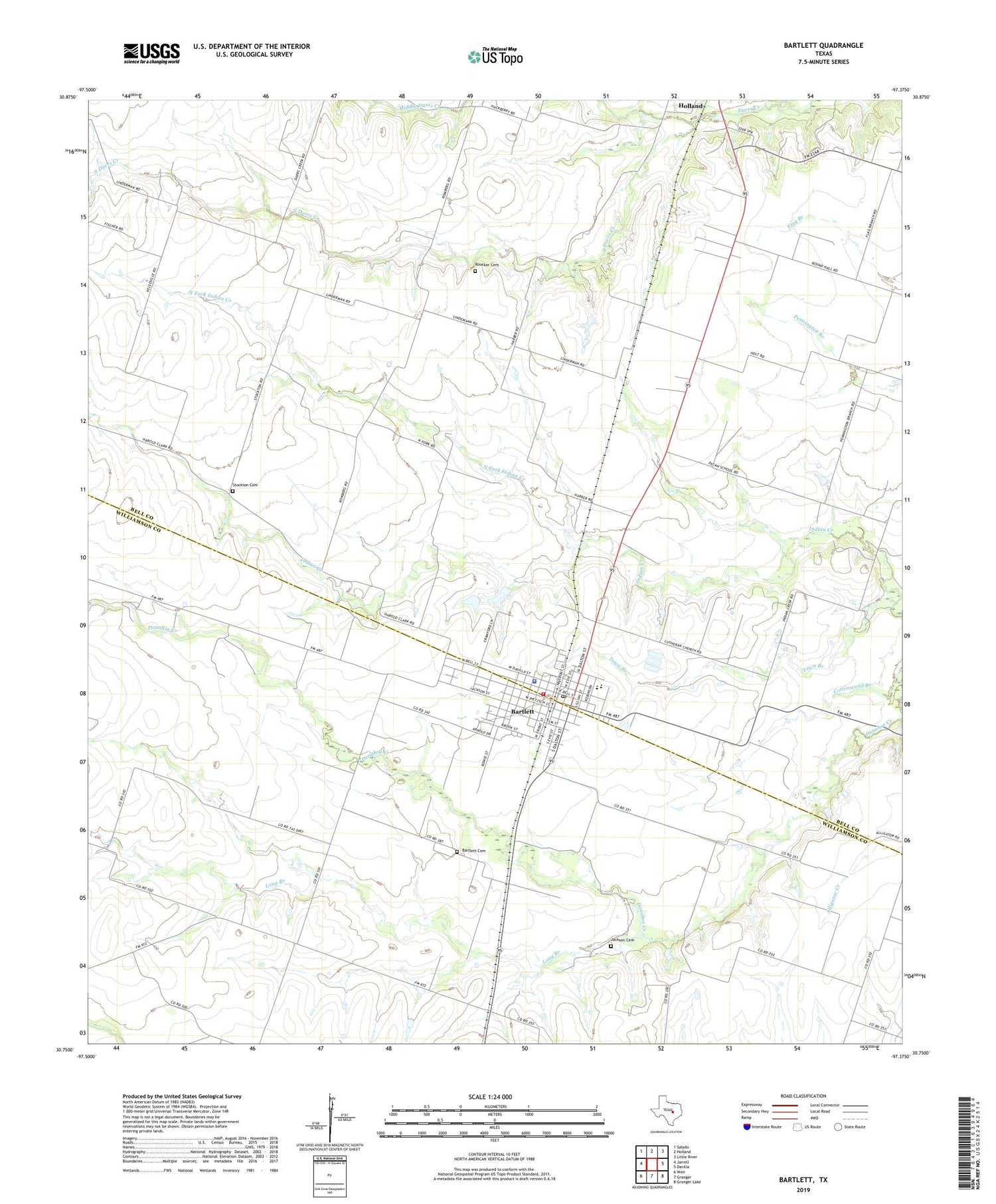 Bartlett Texas US Topo Map Image