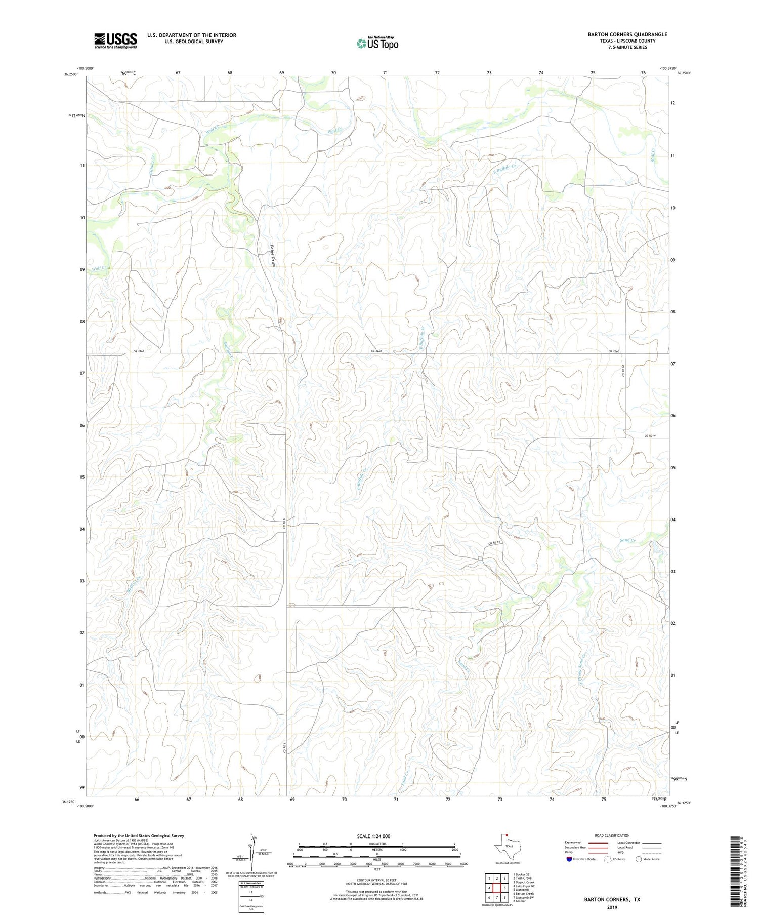 Barton Corners Texas US Topo Map Image