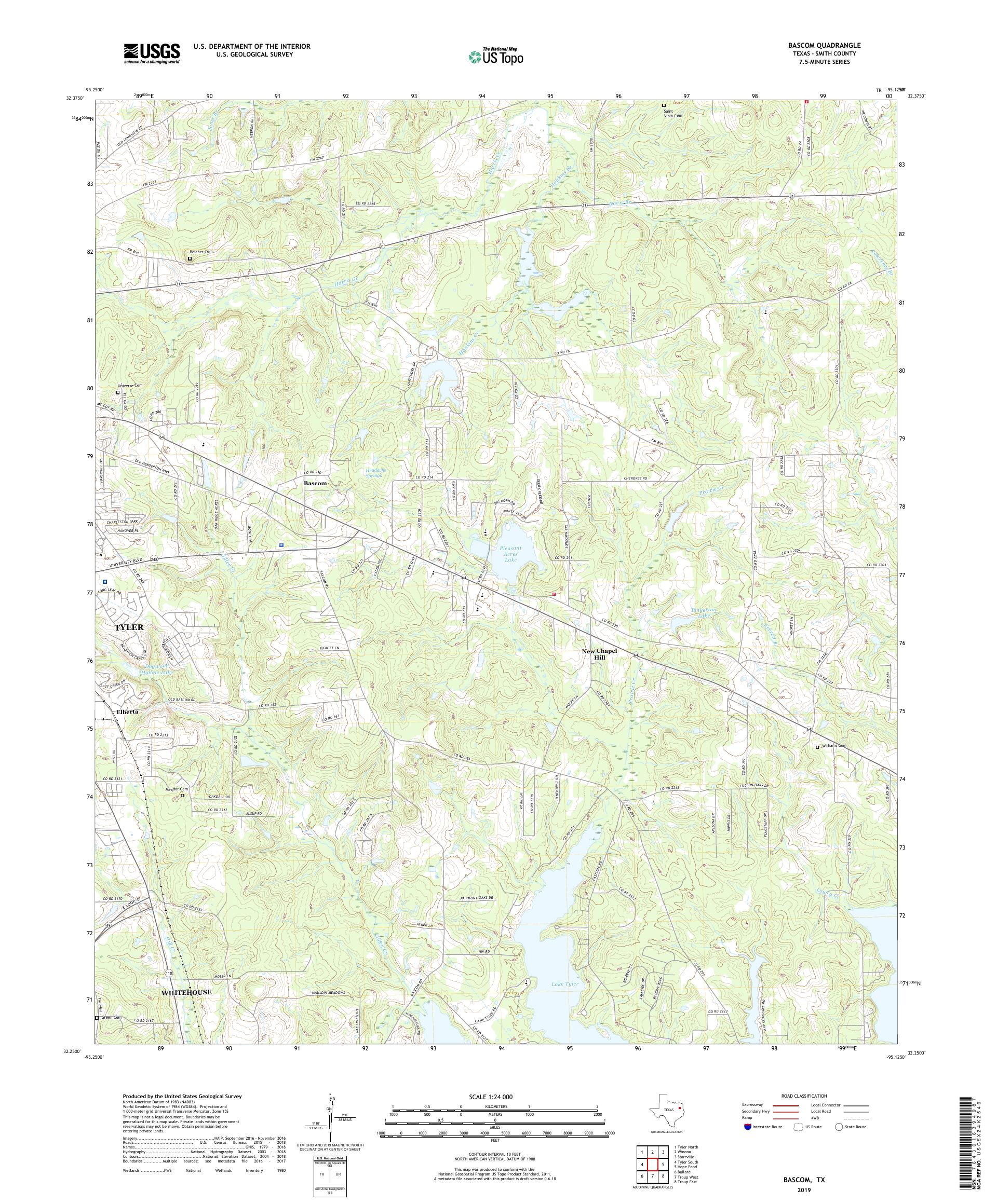 Bascom Texas US Topo Map – MyTopo Map Store