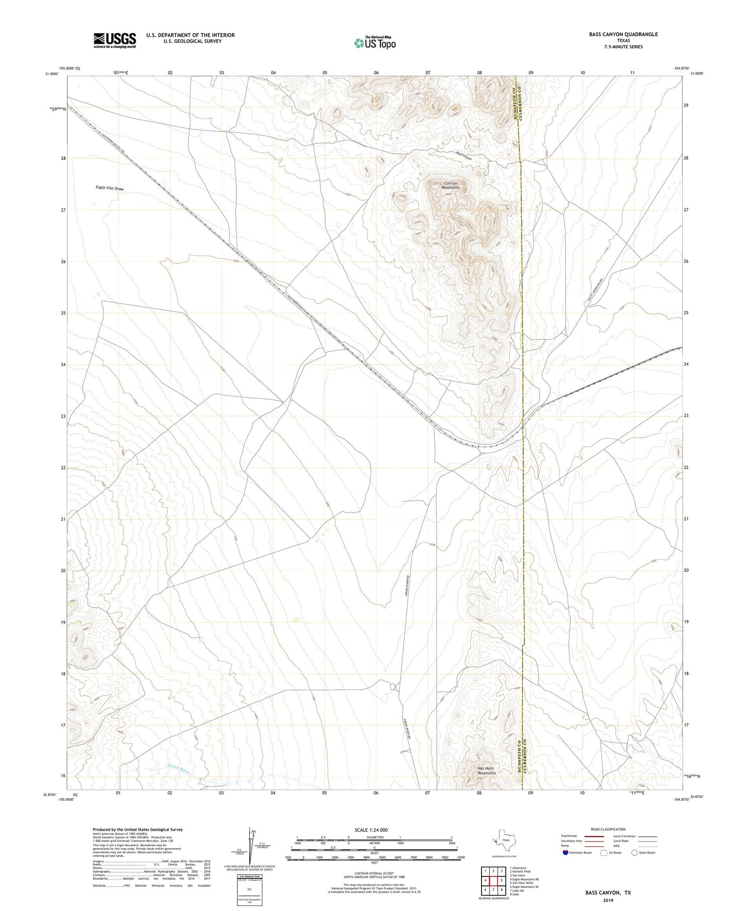 Bass Canyon Texas US Topo Map Image
