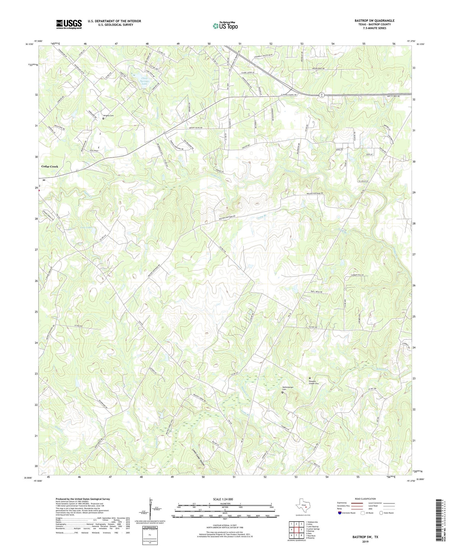 Bastrop SW Texas US Topo Map Image