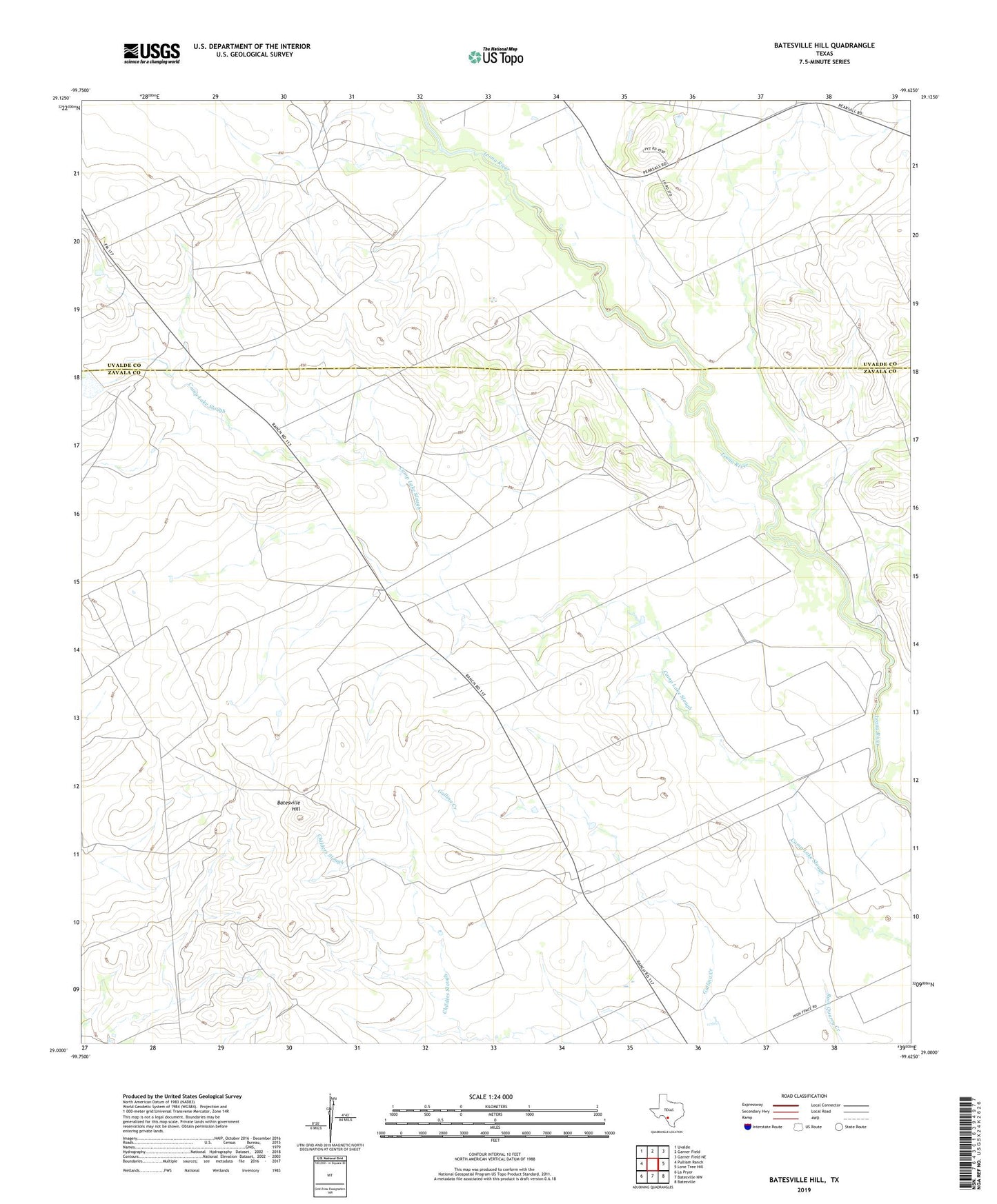 Batesville Hill Texas US Topo Map Image
