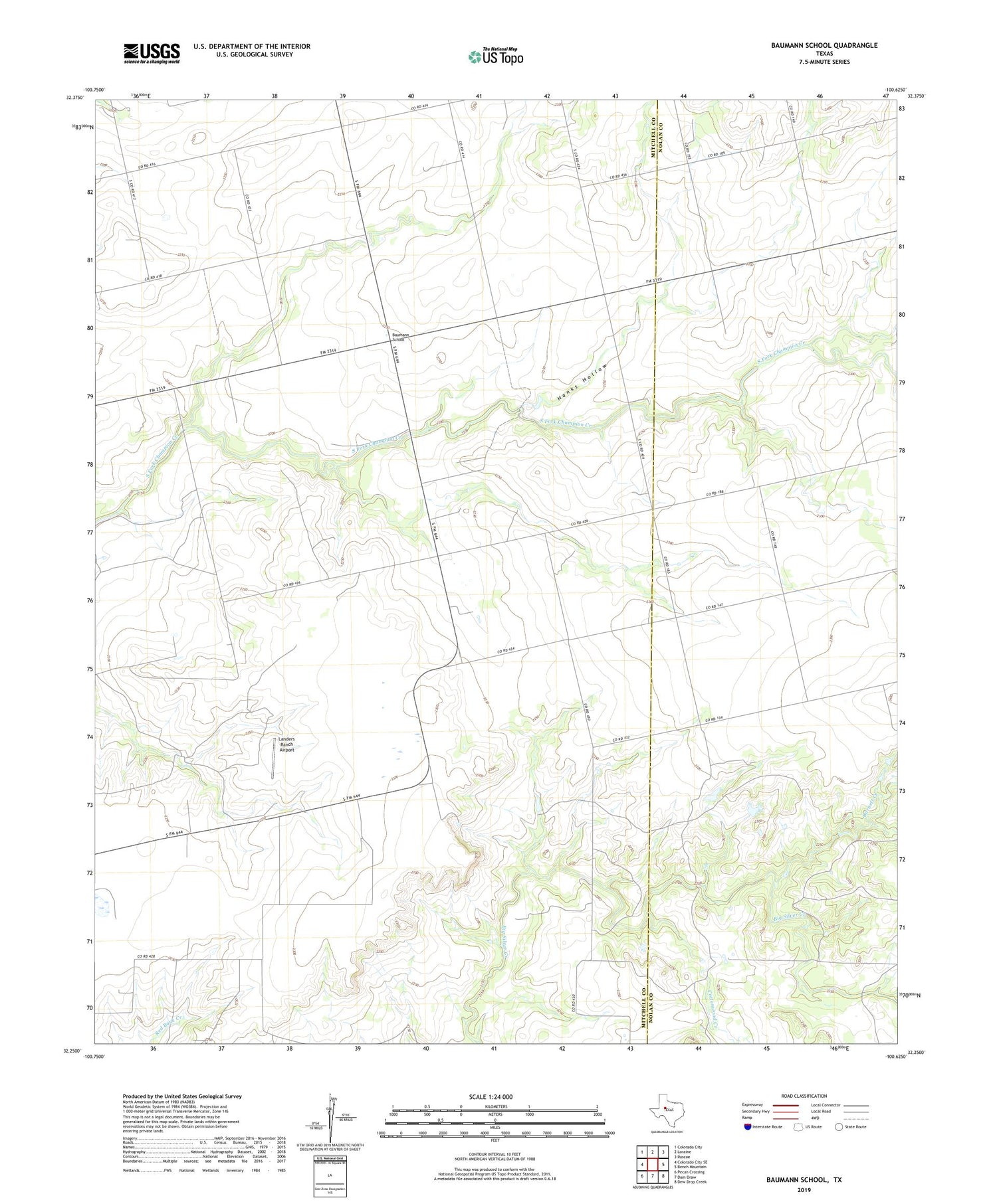 Baumann School Texas US Topo Map Image