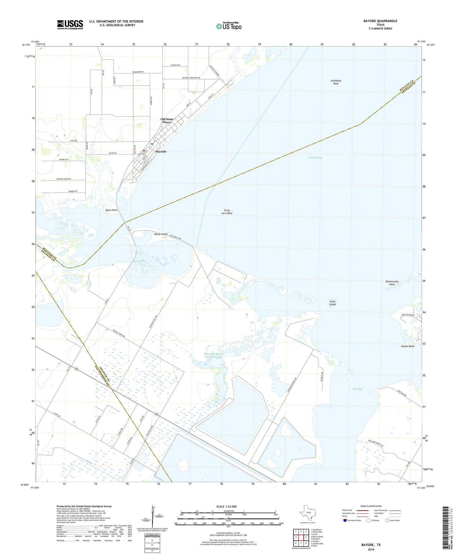 Bayside Texas US Topo Map Image