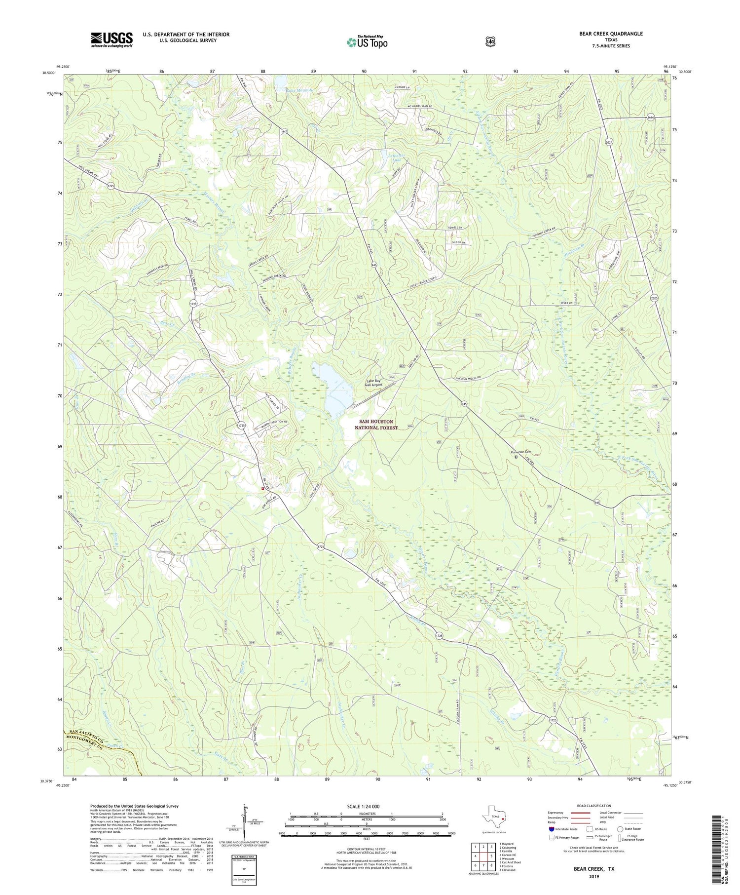 Bear Creek Texas US Topo Map Image