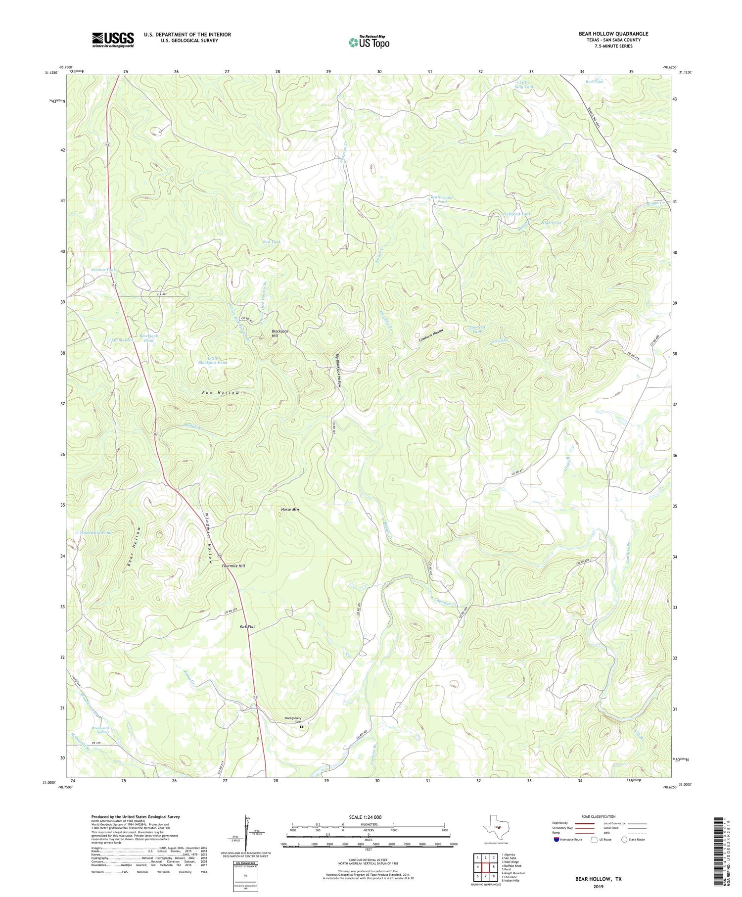 Bear Hollow Texas US Topo Map Image