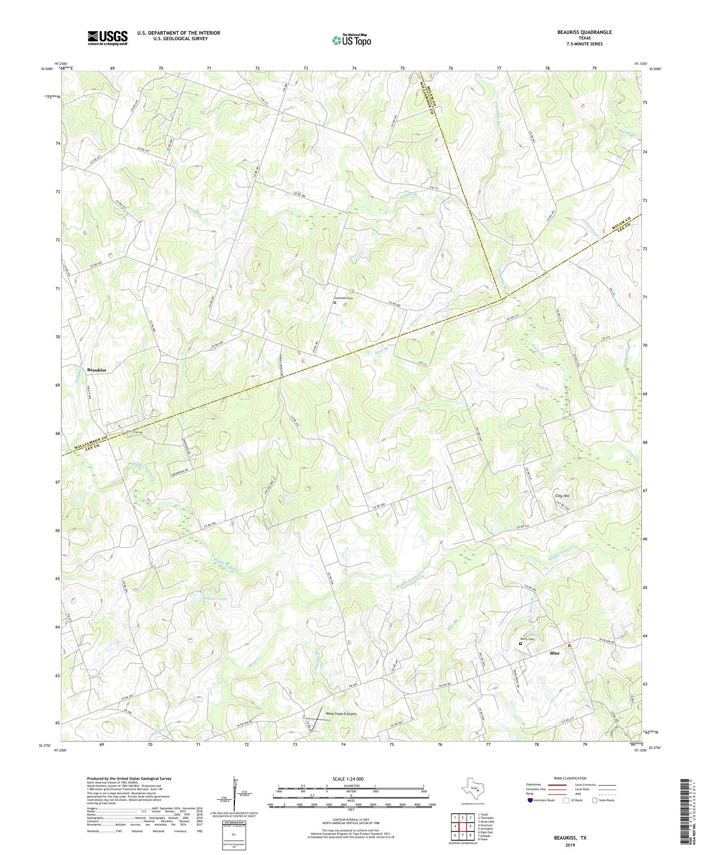 Beaukiss Texas US Topo Map Image