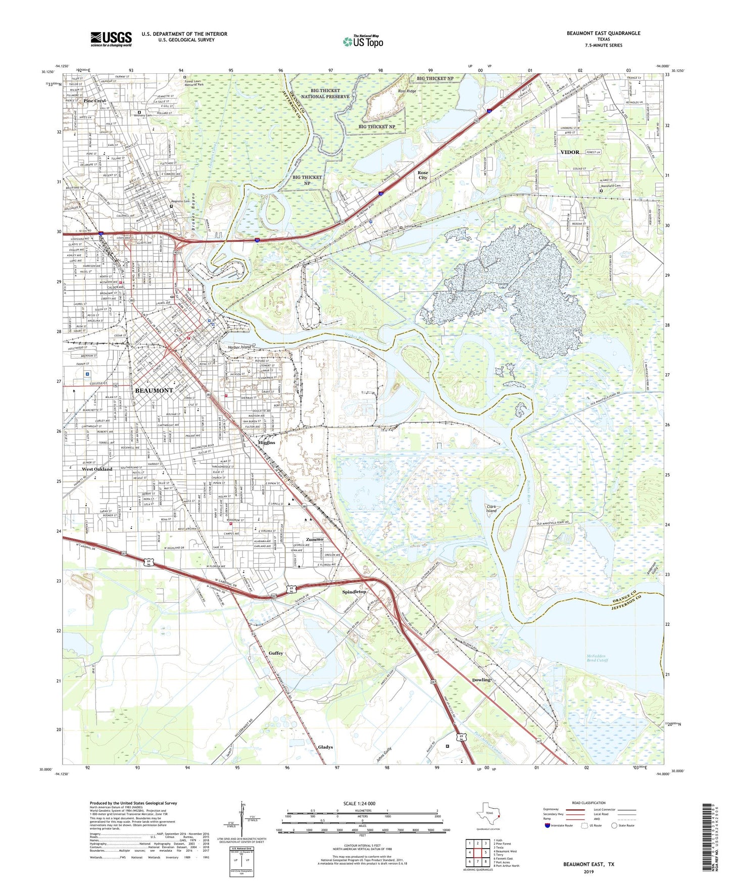Beaumont East Texas US Topo Map Image