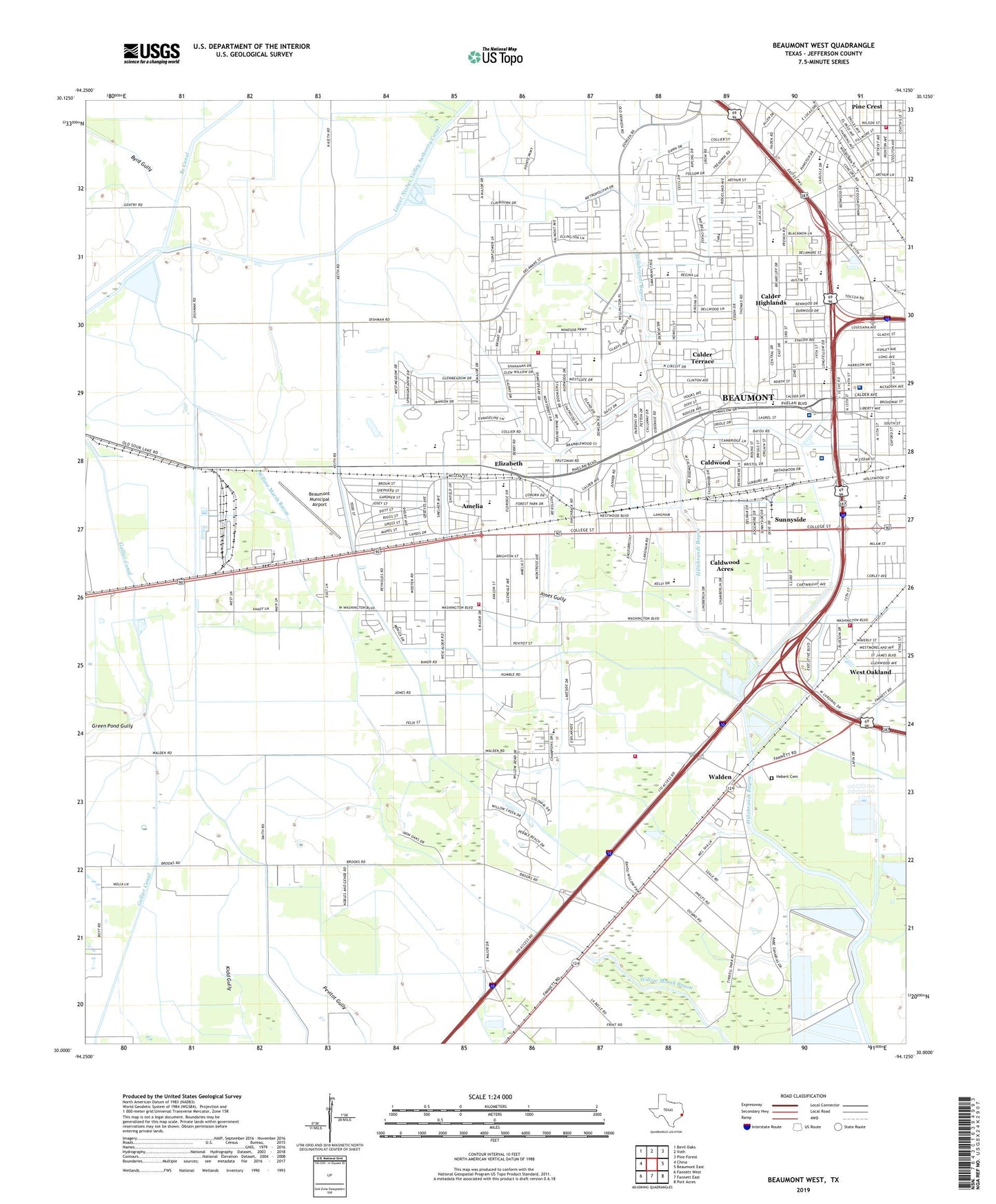 Beaumont West Texas US Topo Map Image