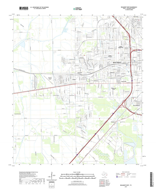 Beaumont West Texas US Topo Map Image