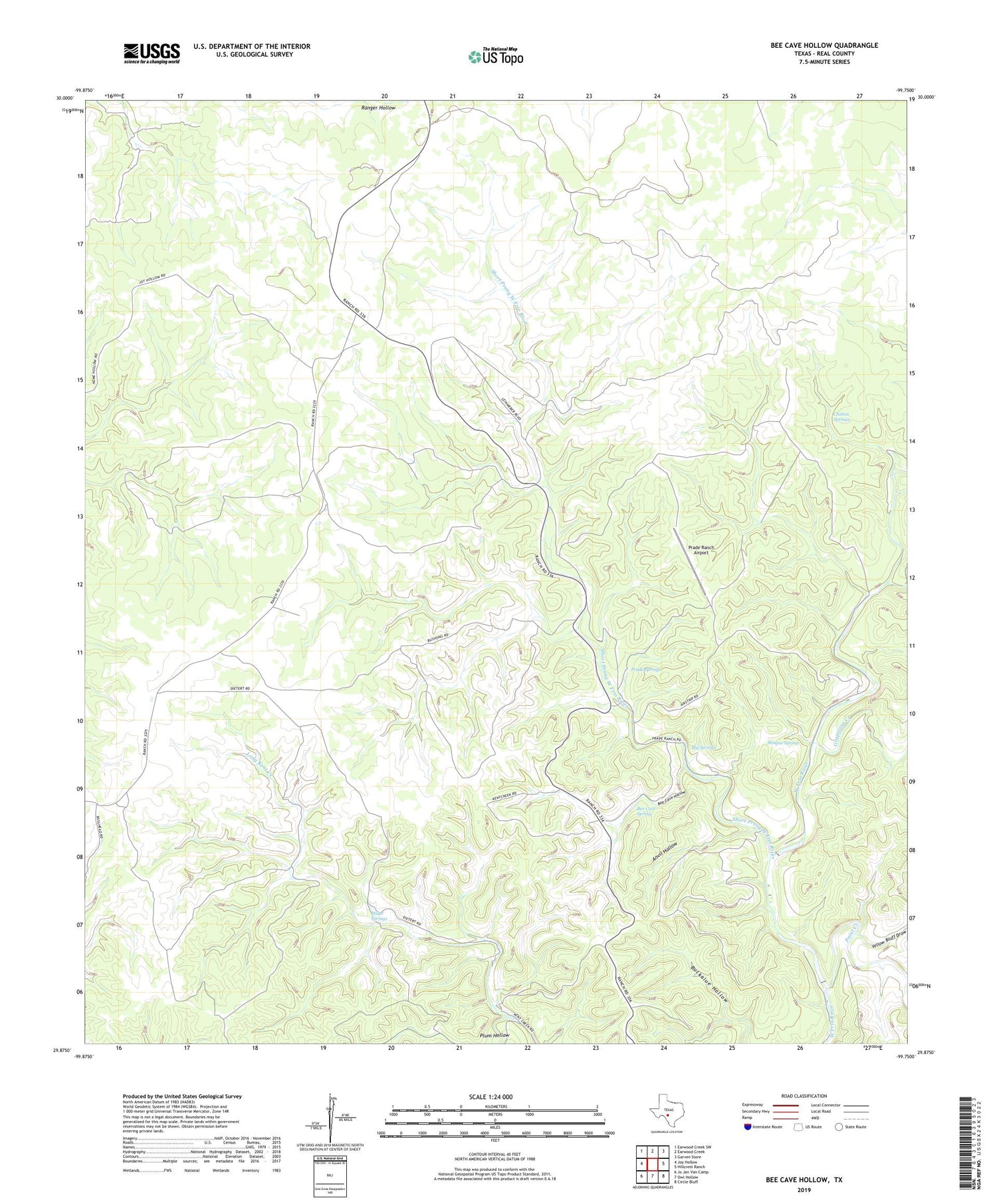 Bee Cave Hollow Texas US Topo Map Image
