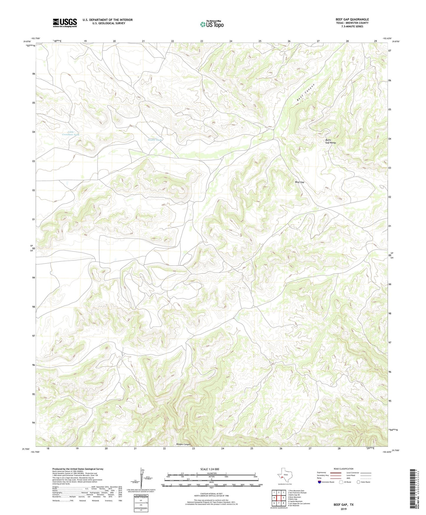 Beef Gap Texas US Topo Map Image