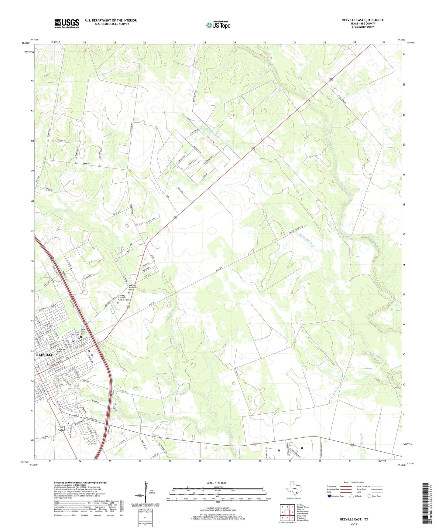 Beeville East Texas US Topo Map Image