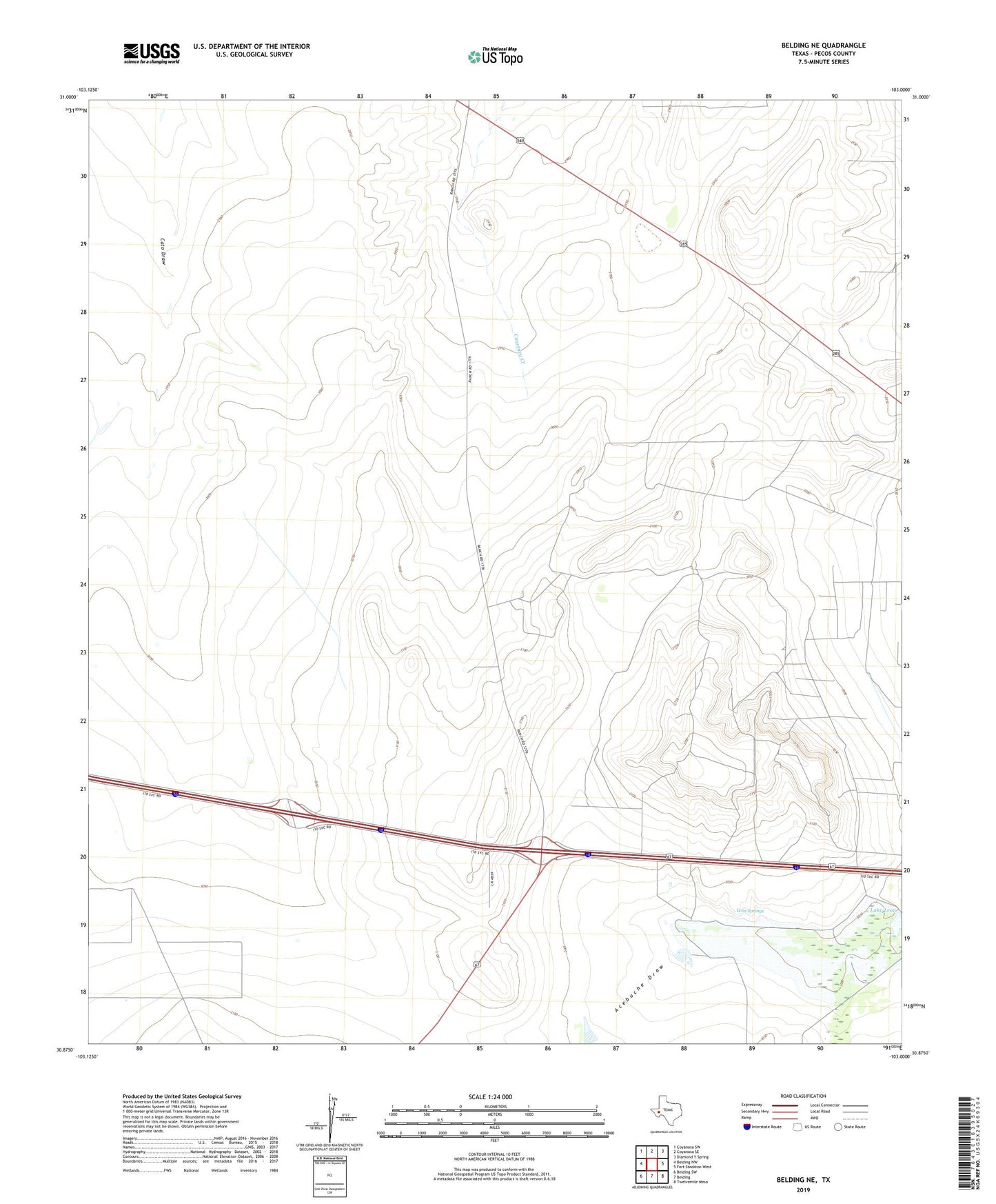 Belding NE Texas US Topo Map Image