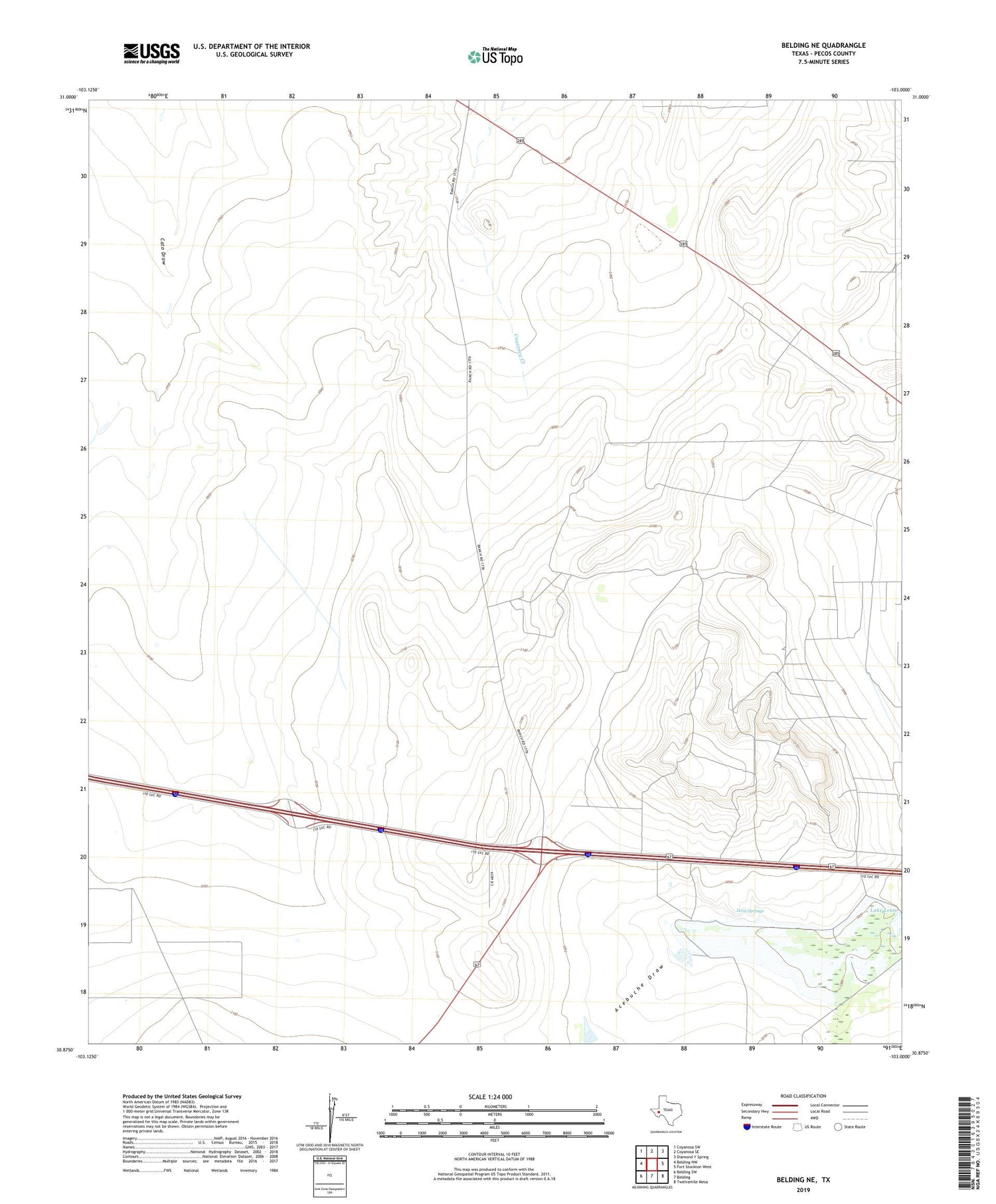 Belding NE Texas US Topo Map Image