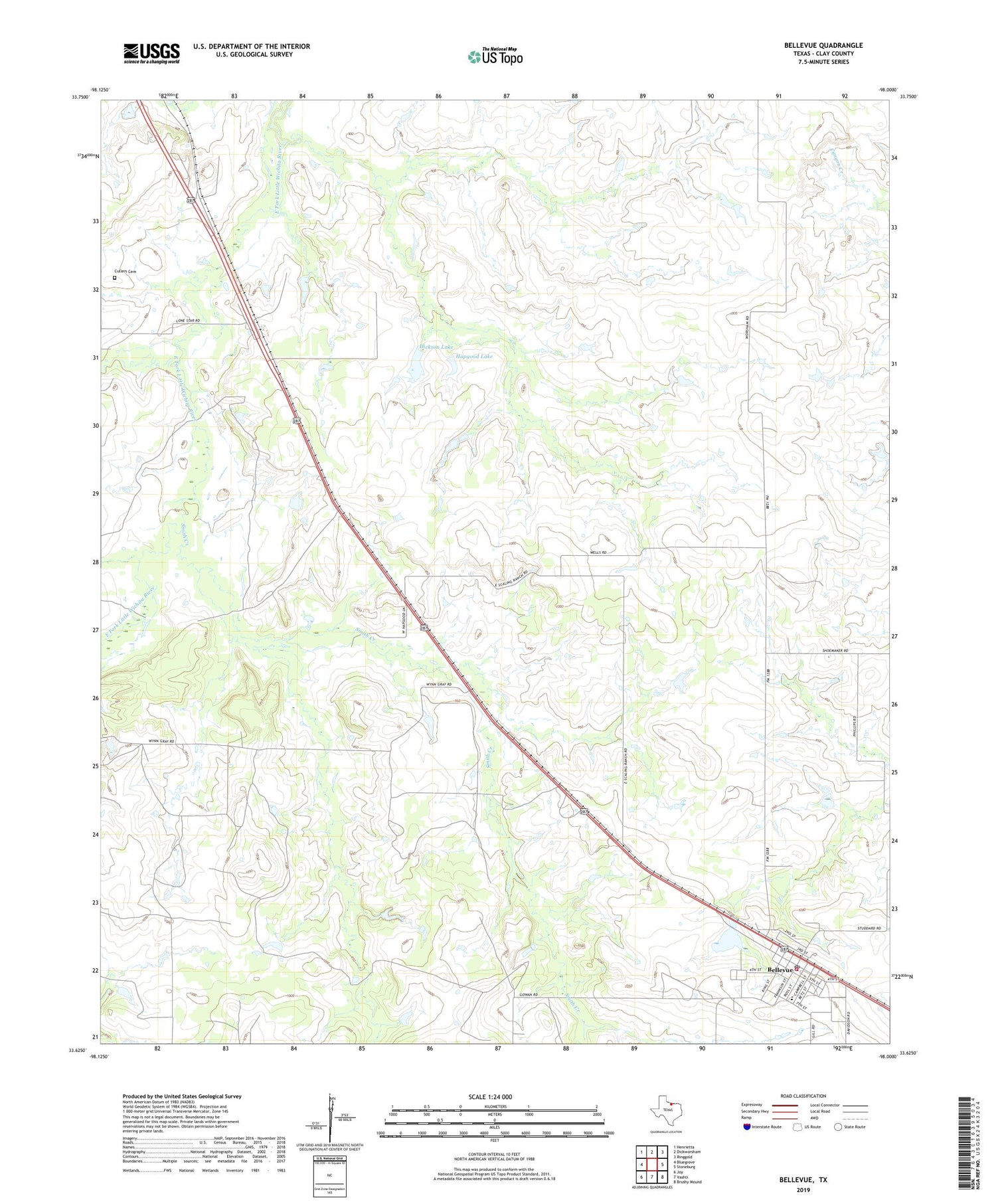 Bellevue Texas US Topo Map Image