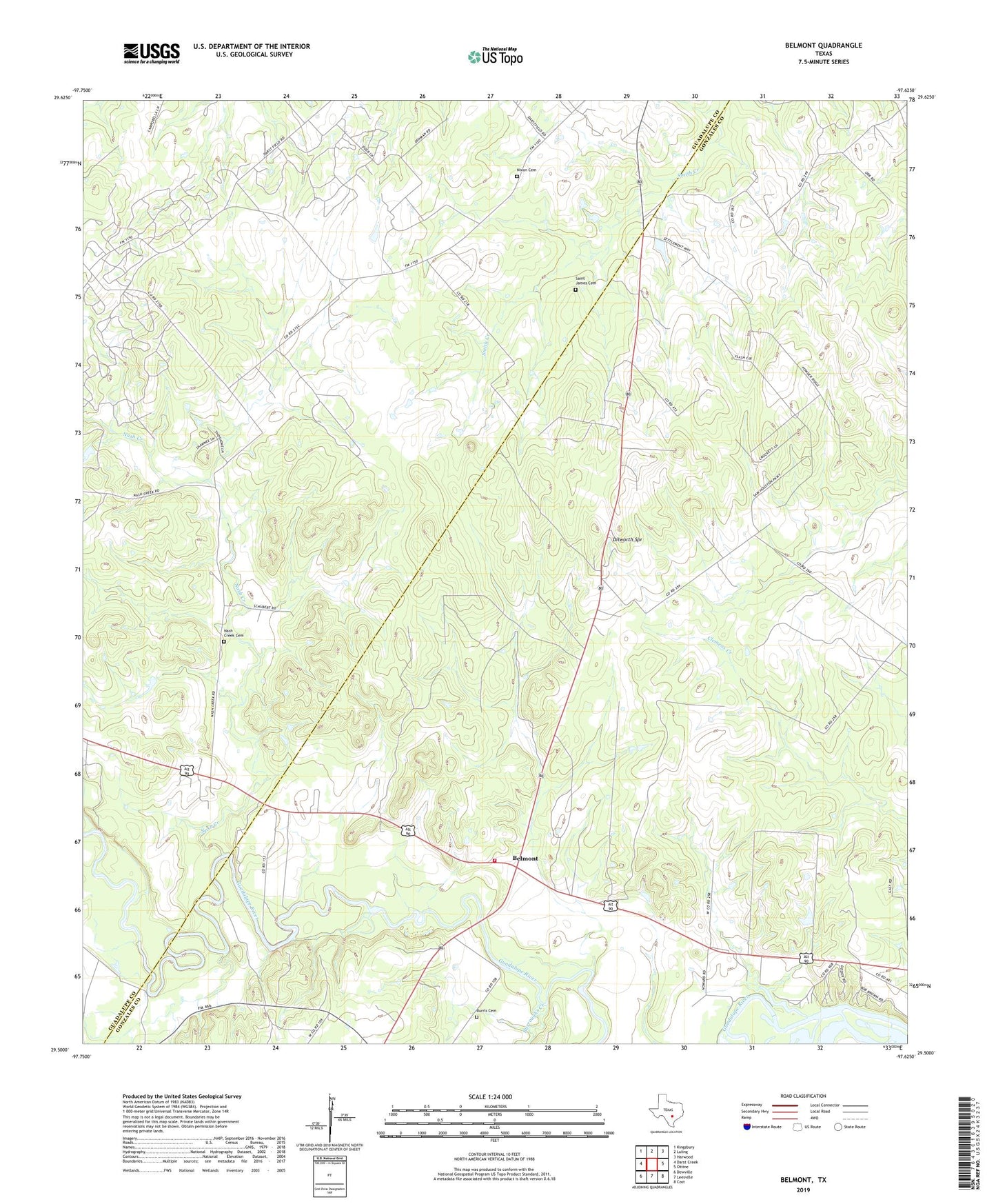 Belmont Texas US Topo Map Image