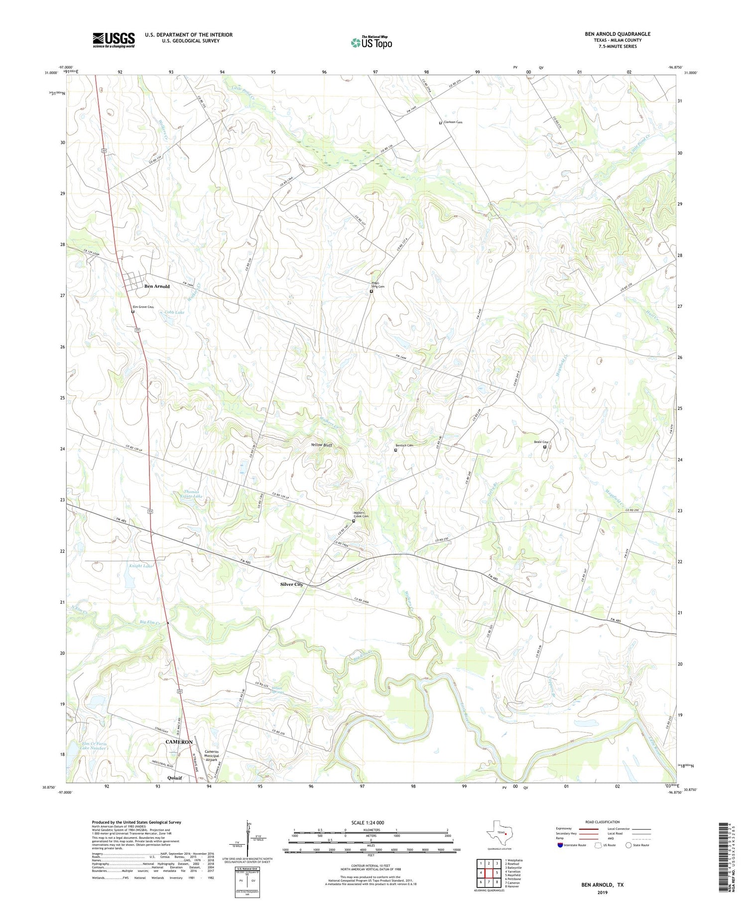 Ben Arnold Texas US Topo Map Image