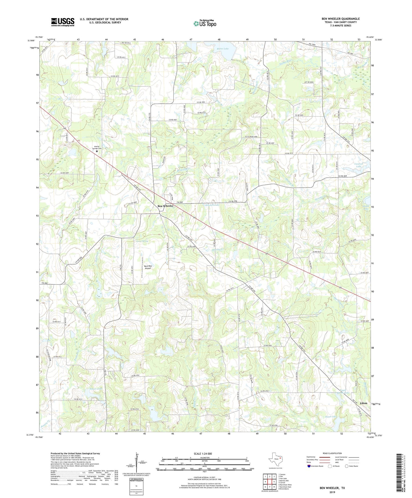 Ben Wheeler Texas US Topo Map Image