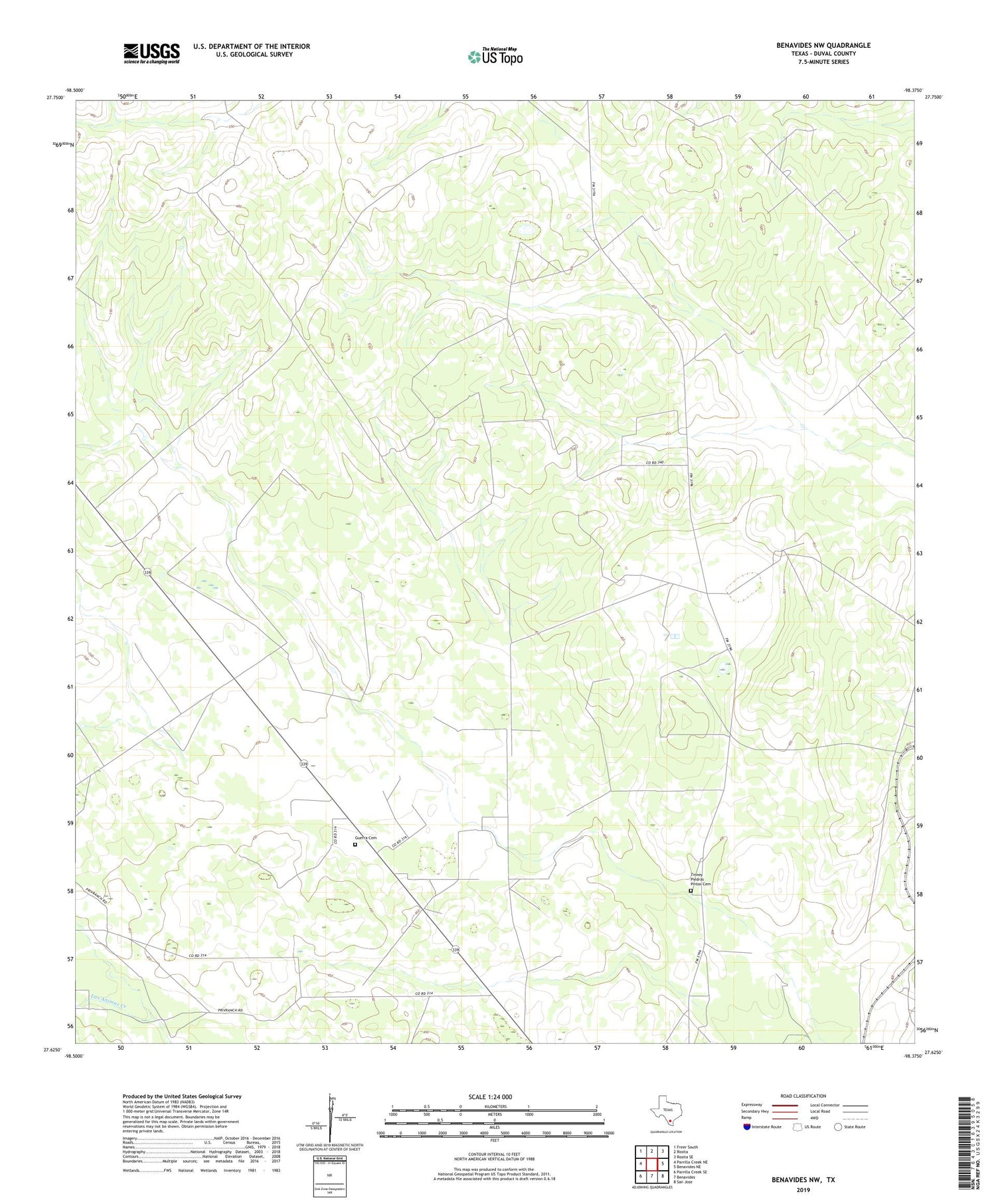 Benavides NW Texas US Topo Map Image