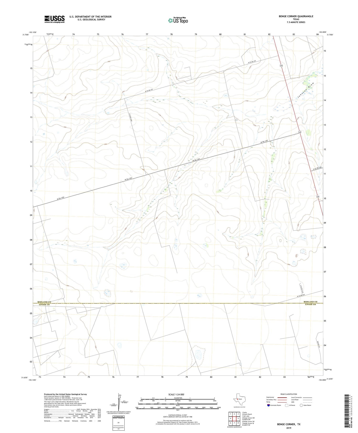 Benge Corner Texas US Topo Map Image