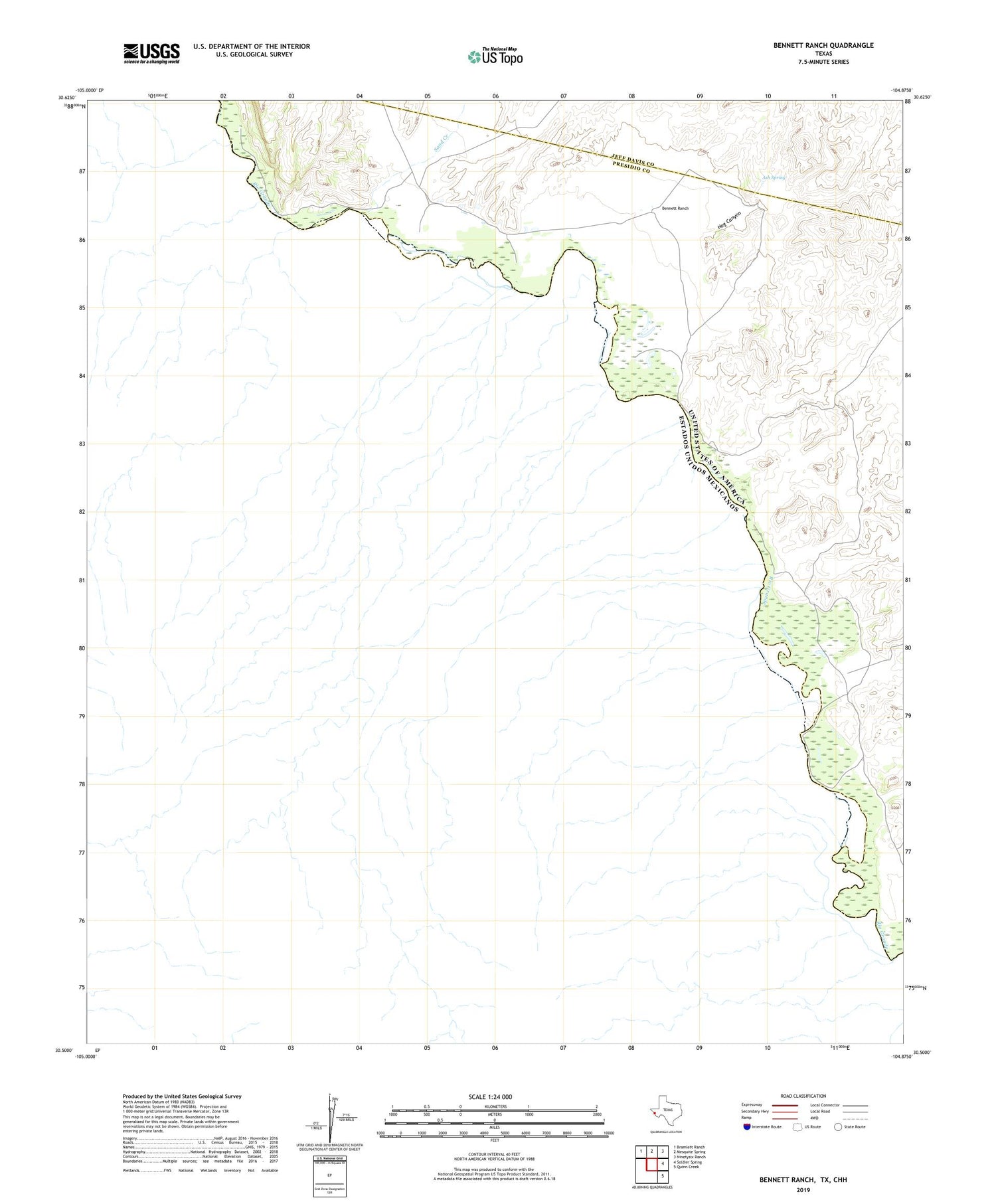 Bennett Ranch Texas US Topo Map Image