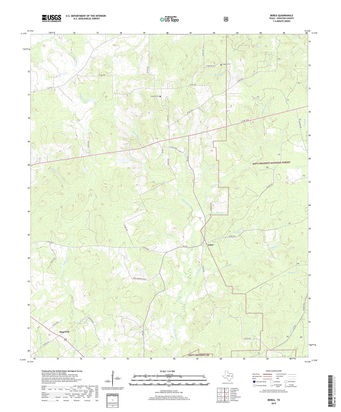 Berea Texas US Topo Map Image