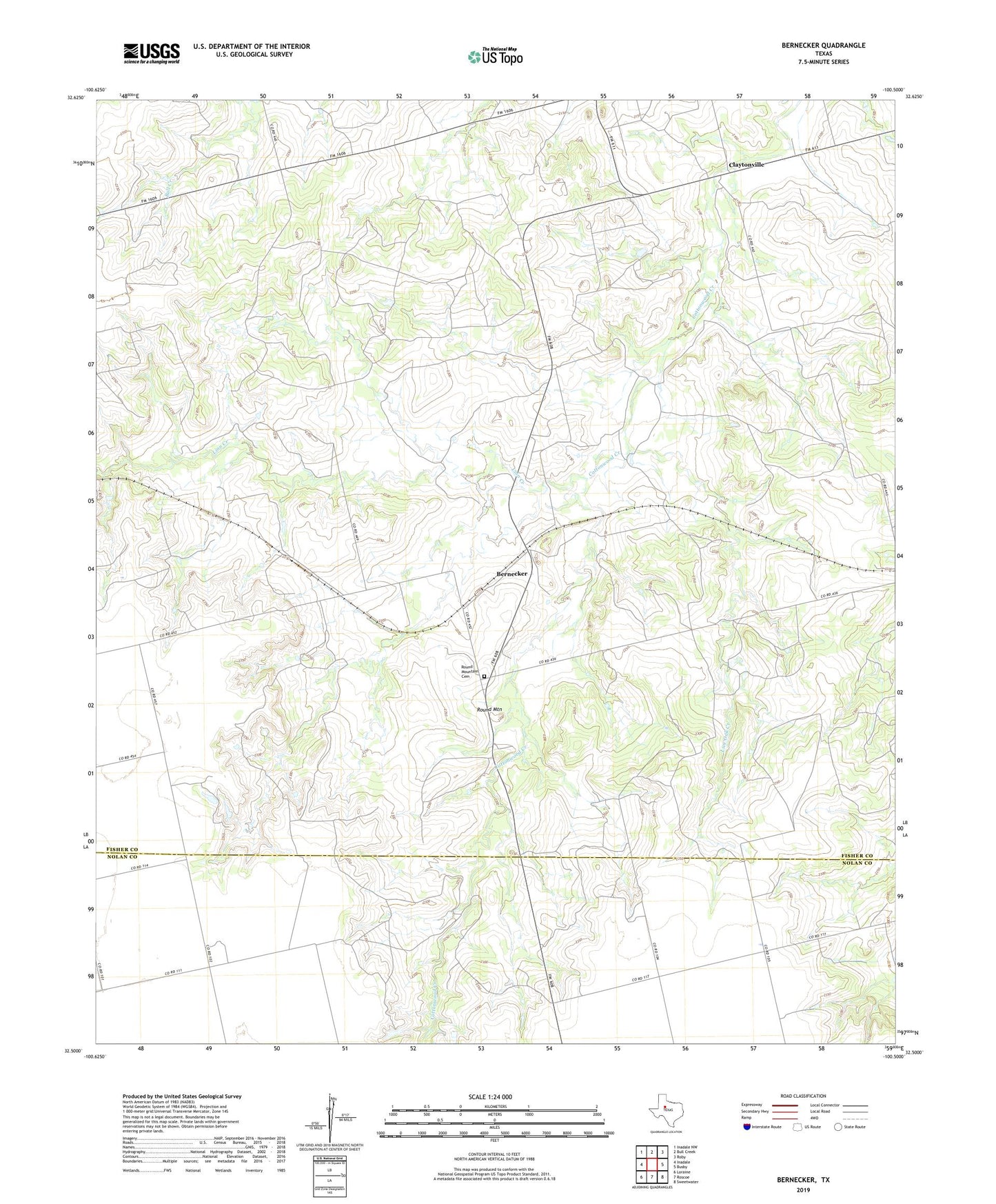 Bernecker Texas US Topo Map Image