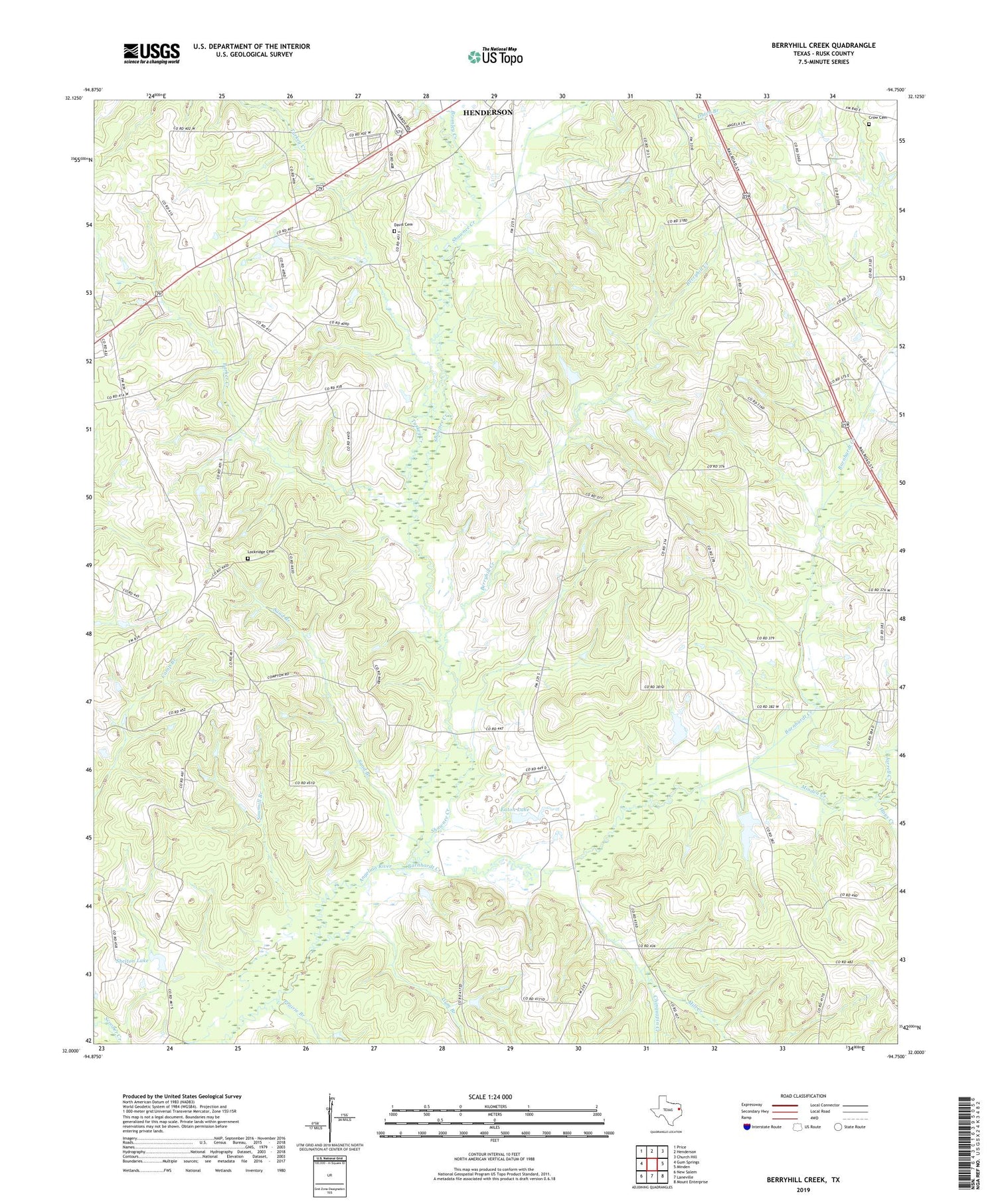Berryhill Creek Texas US Topo Map Image