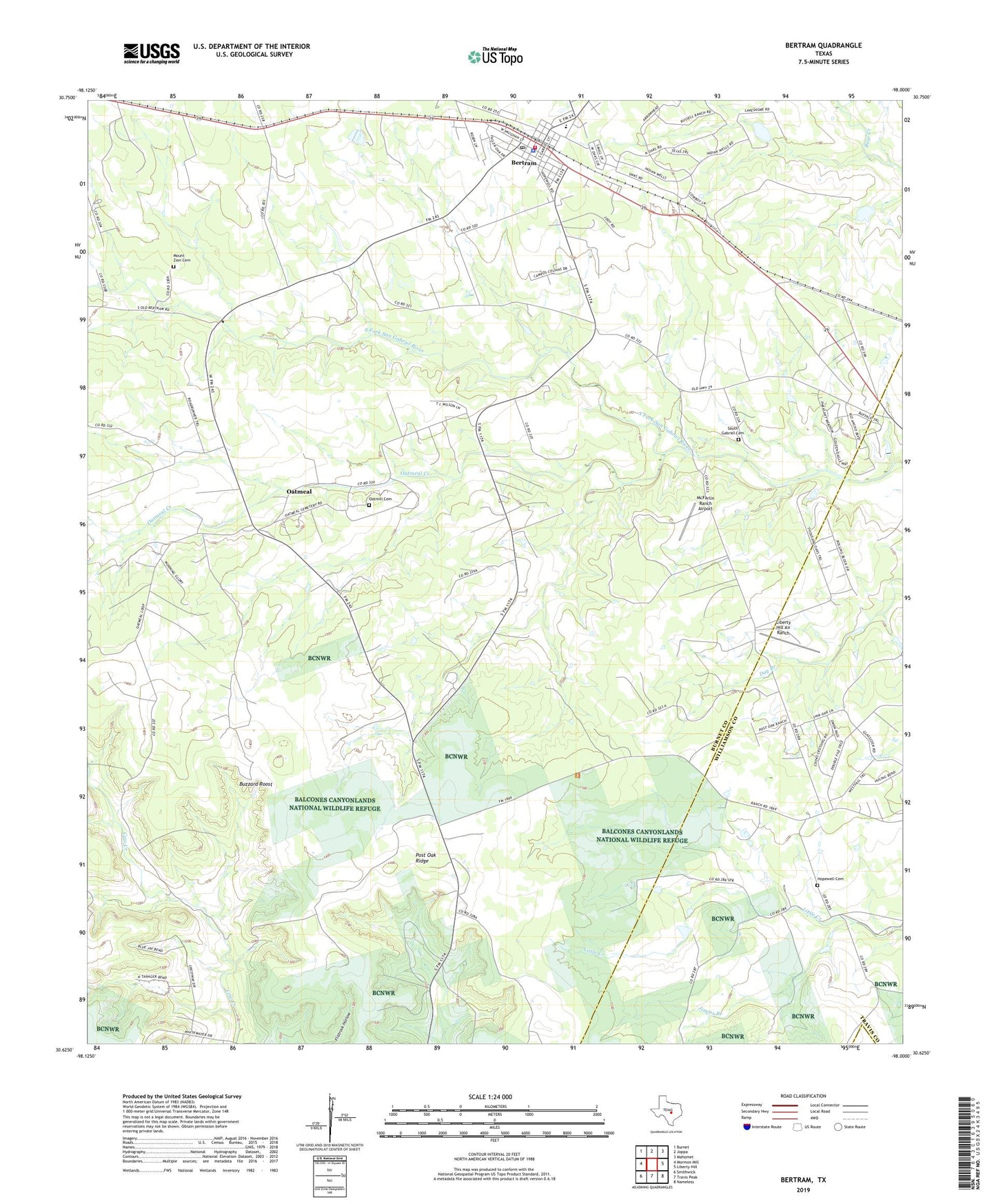 Bertram Texas US Topo Map Image