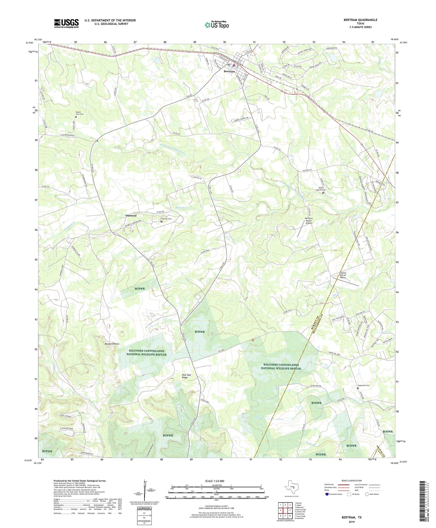 Bertram Texas US Topo Map Image
