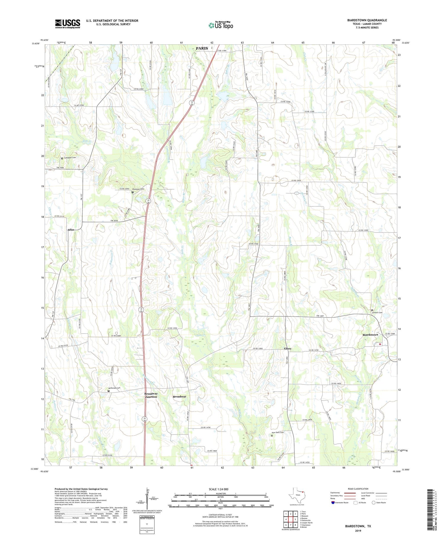 Biardstown Texas US Topo Map Image
