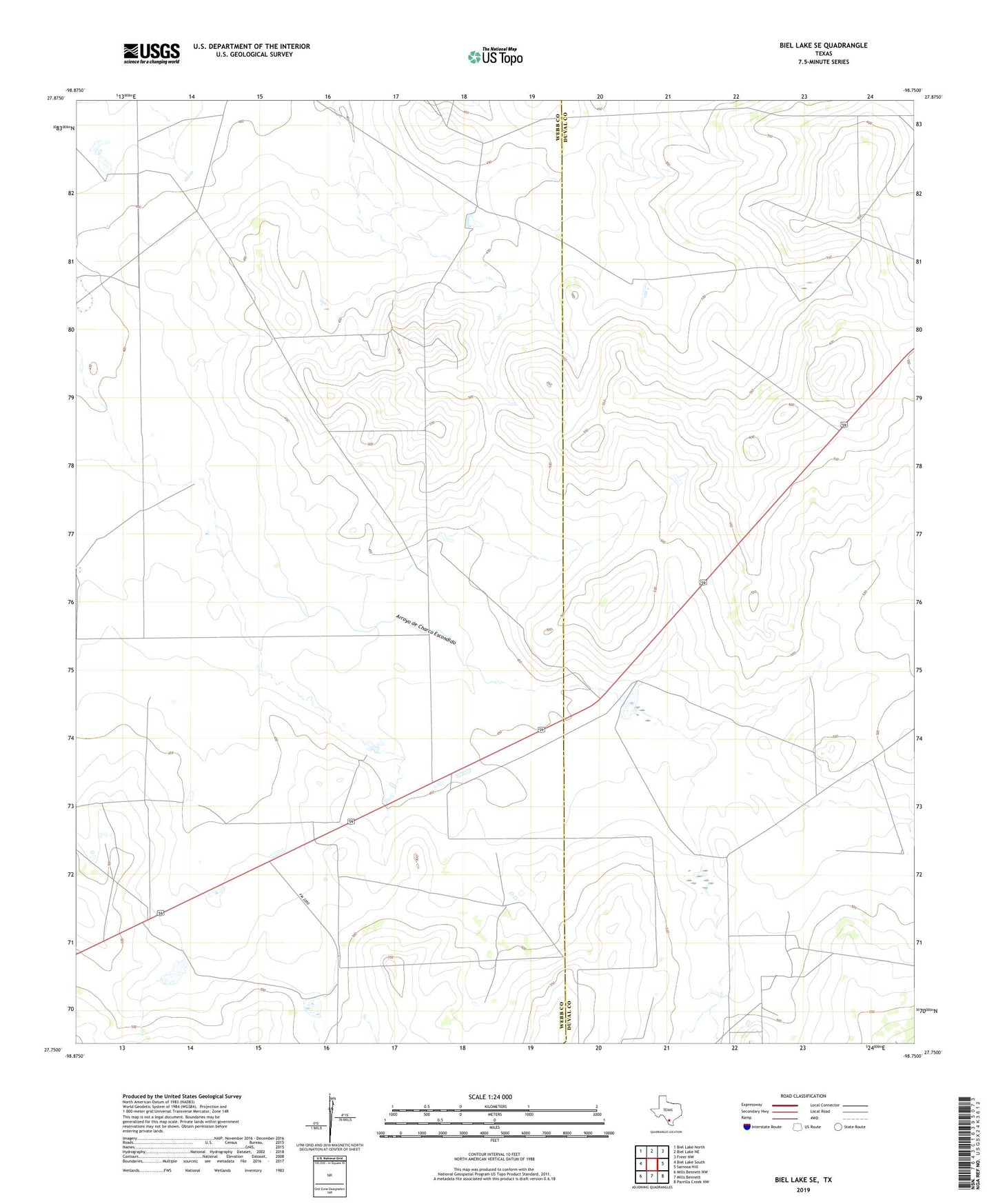 Biel Lake SE Texas US Topo Map Image