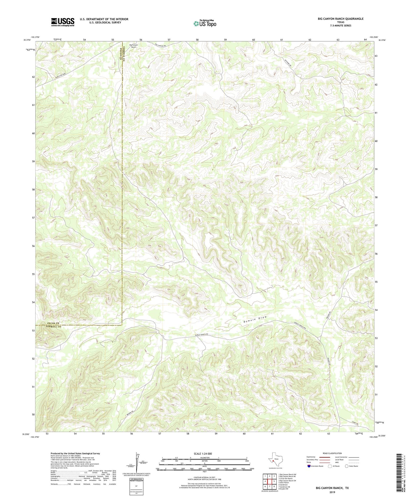 Big Canyon Ranch Texas US Topo Map Image