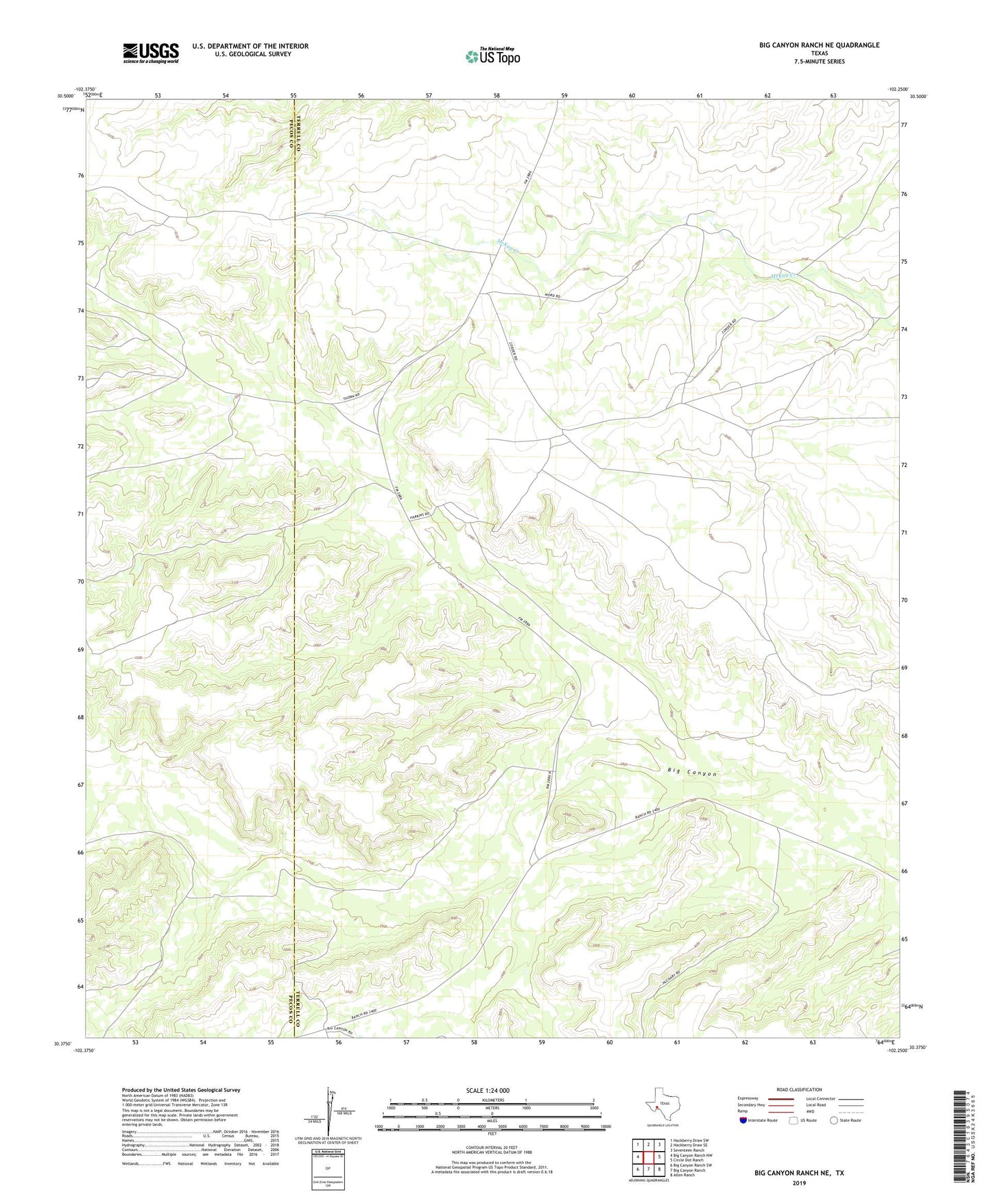 Big Canyon Ranch NE Texas US Topo Map Image