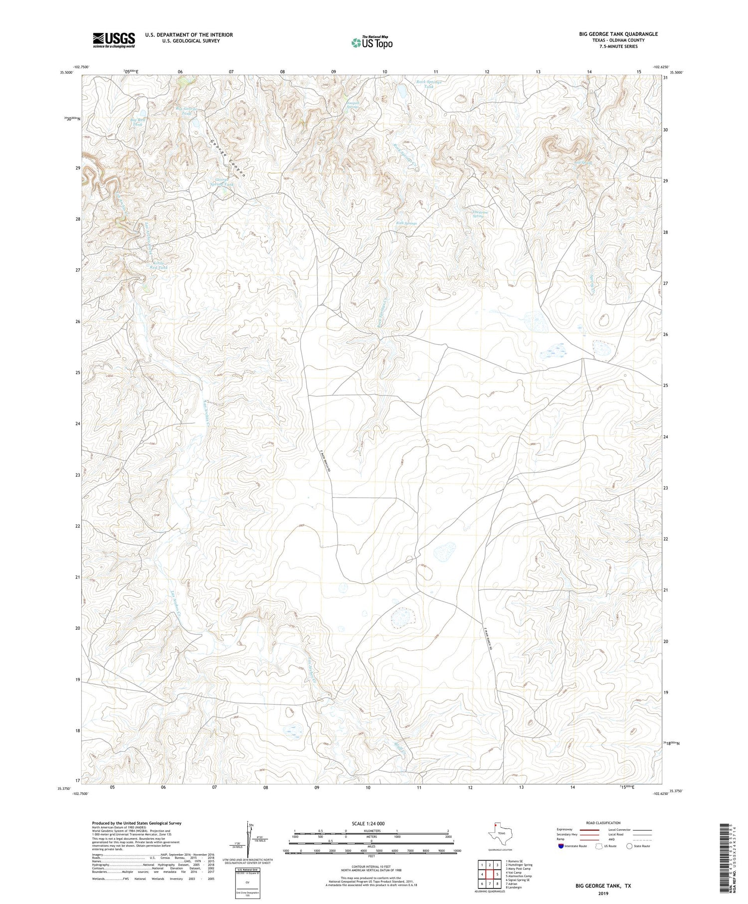 Big George Tank Texas US Topo Map Image