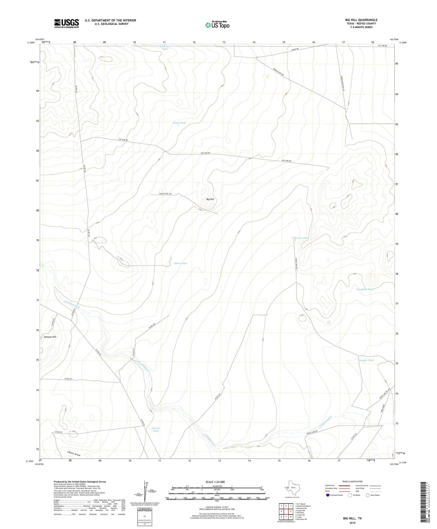 Big Hill Texas US Topo Map Image