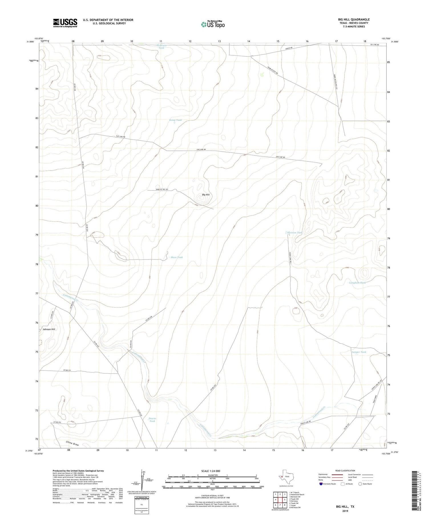 Big Hill Texas US Topo Map Image