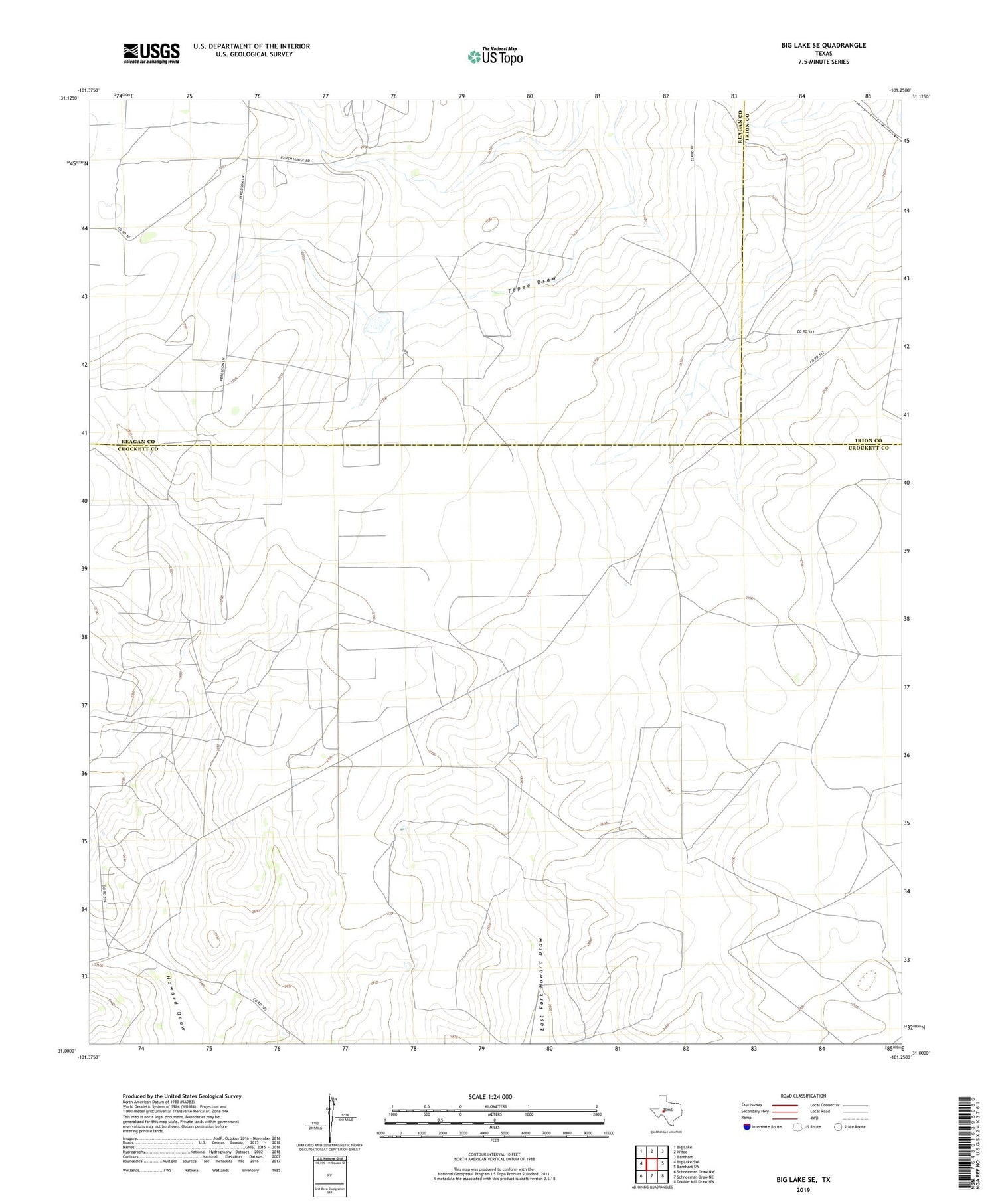 Big Lake SE Texas US Topo Map Image