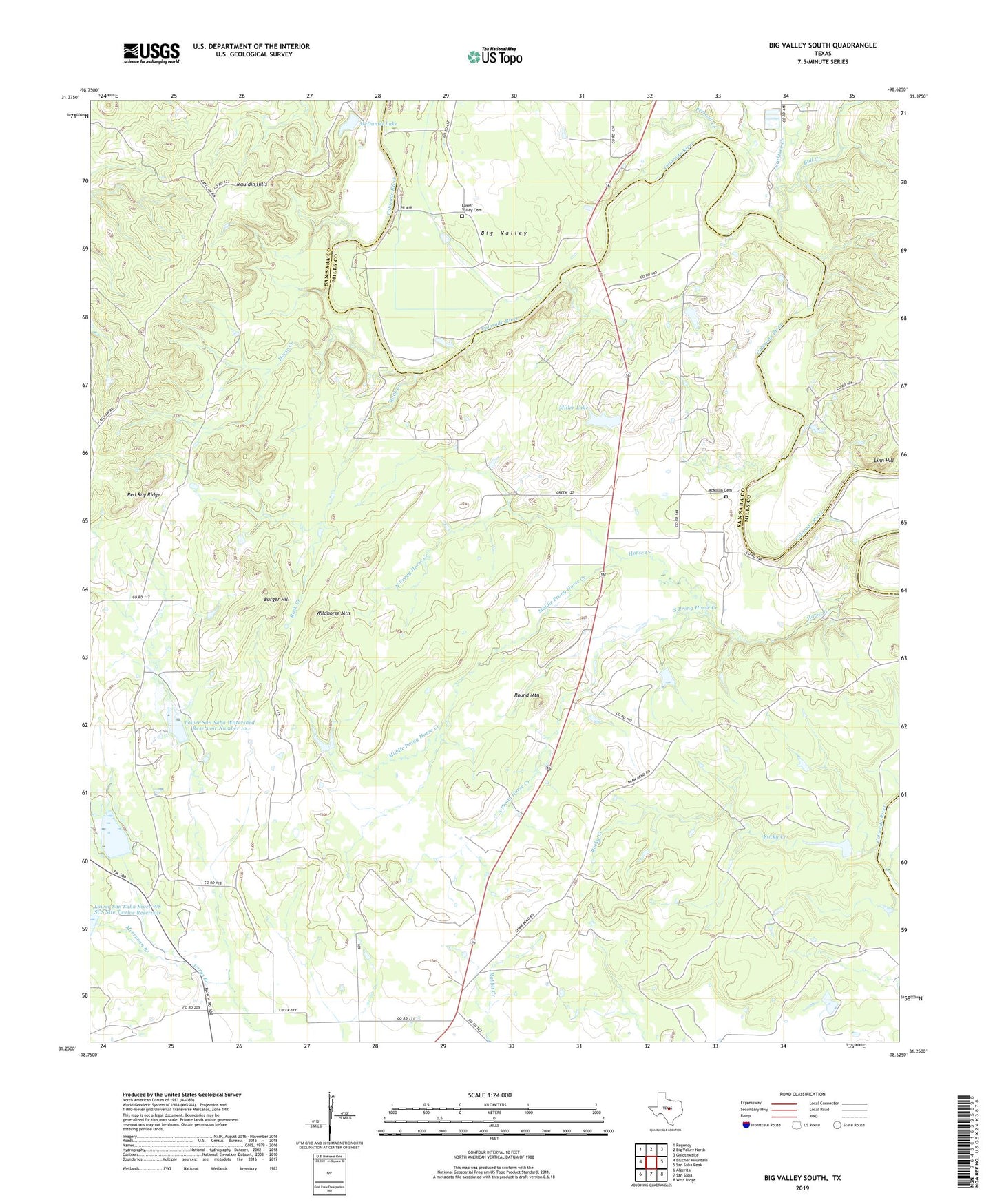 Big Valley South Texas US Topo Map Image