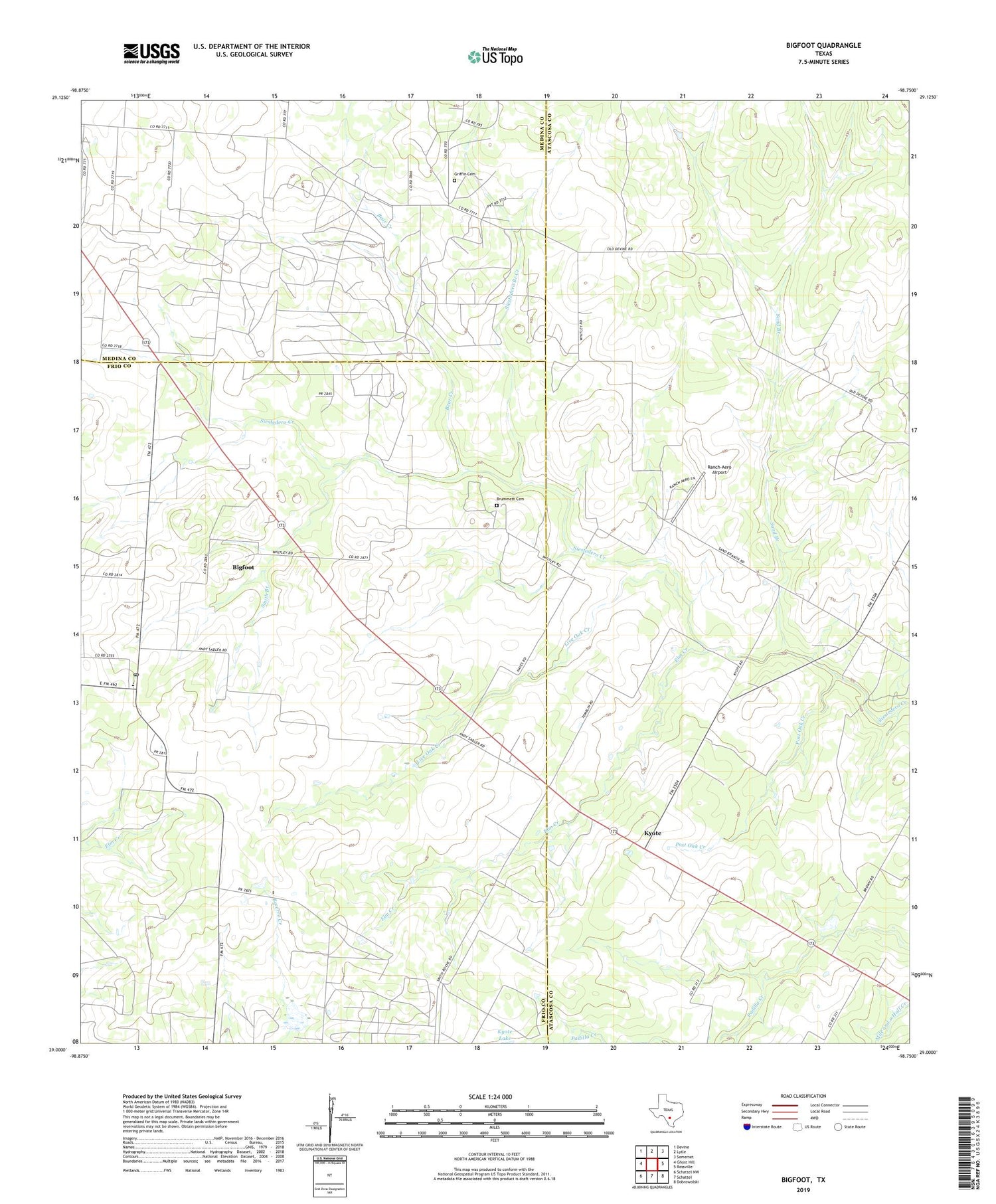 Bigfoot Texas US Topo Map Image