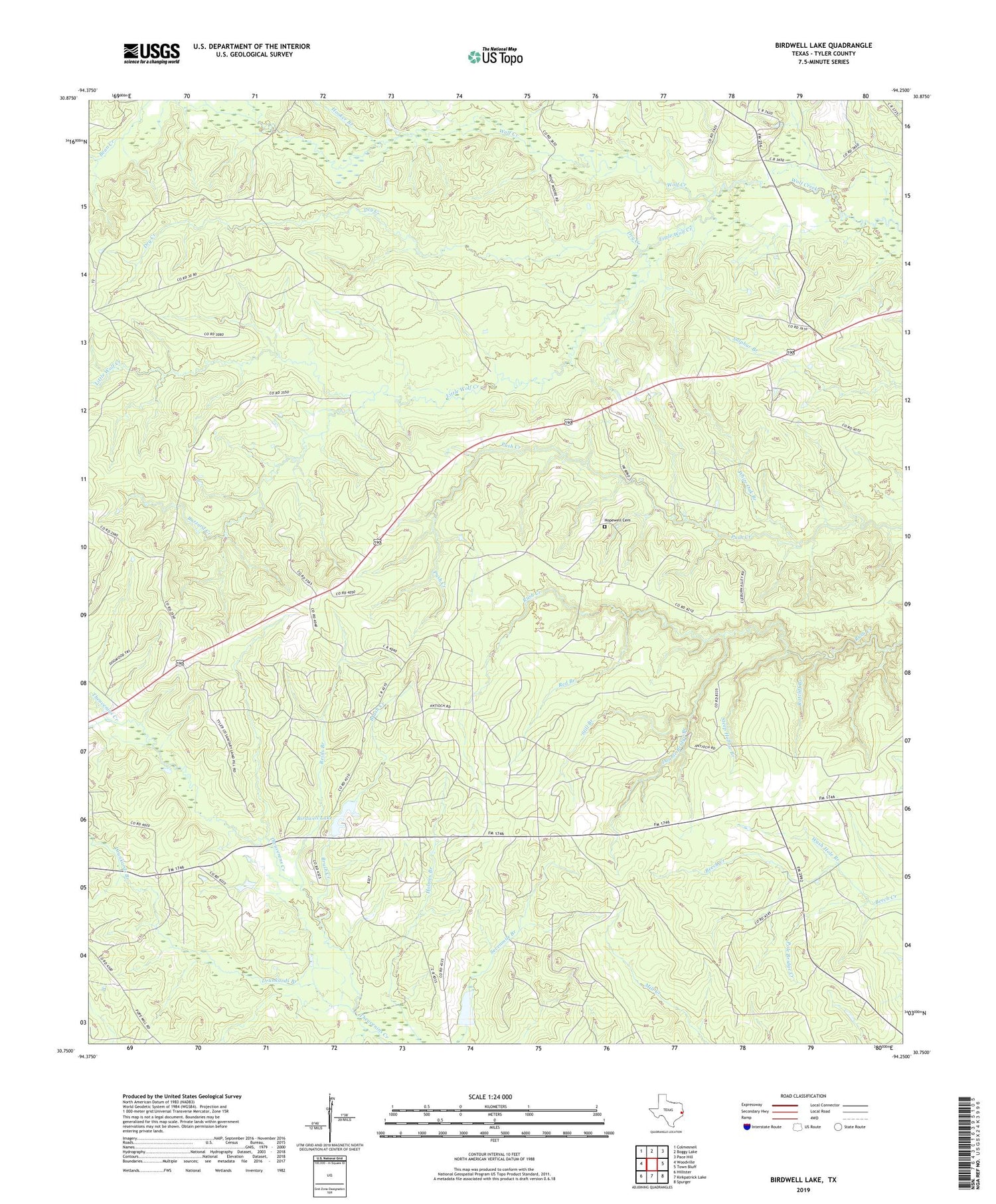 Birdwell Lake Texas US Topo Map Image