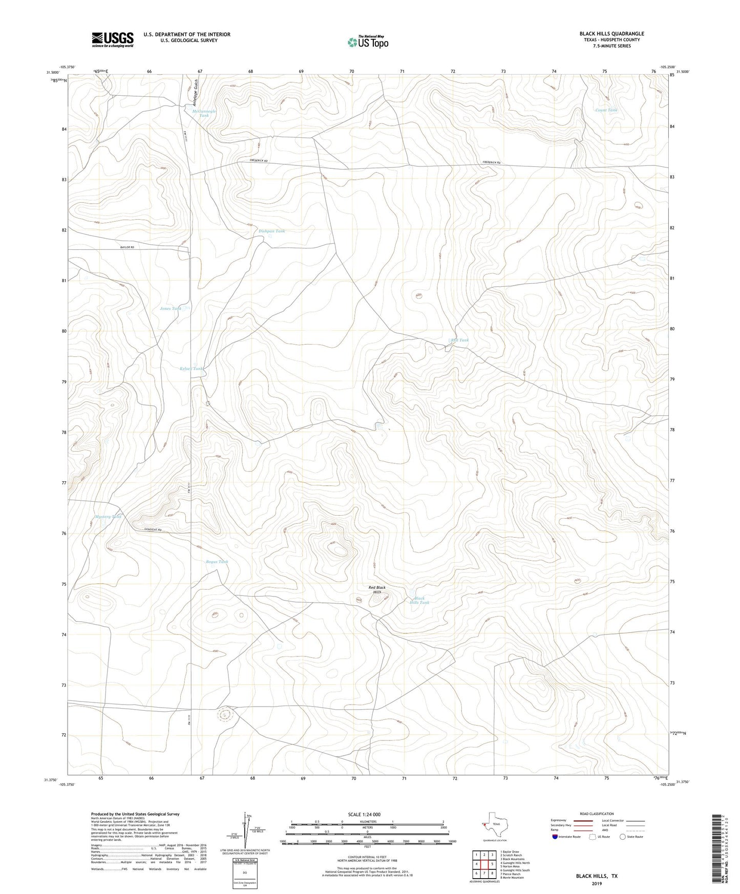 Black Hills Texas US Topo Map Image