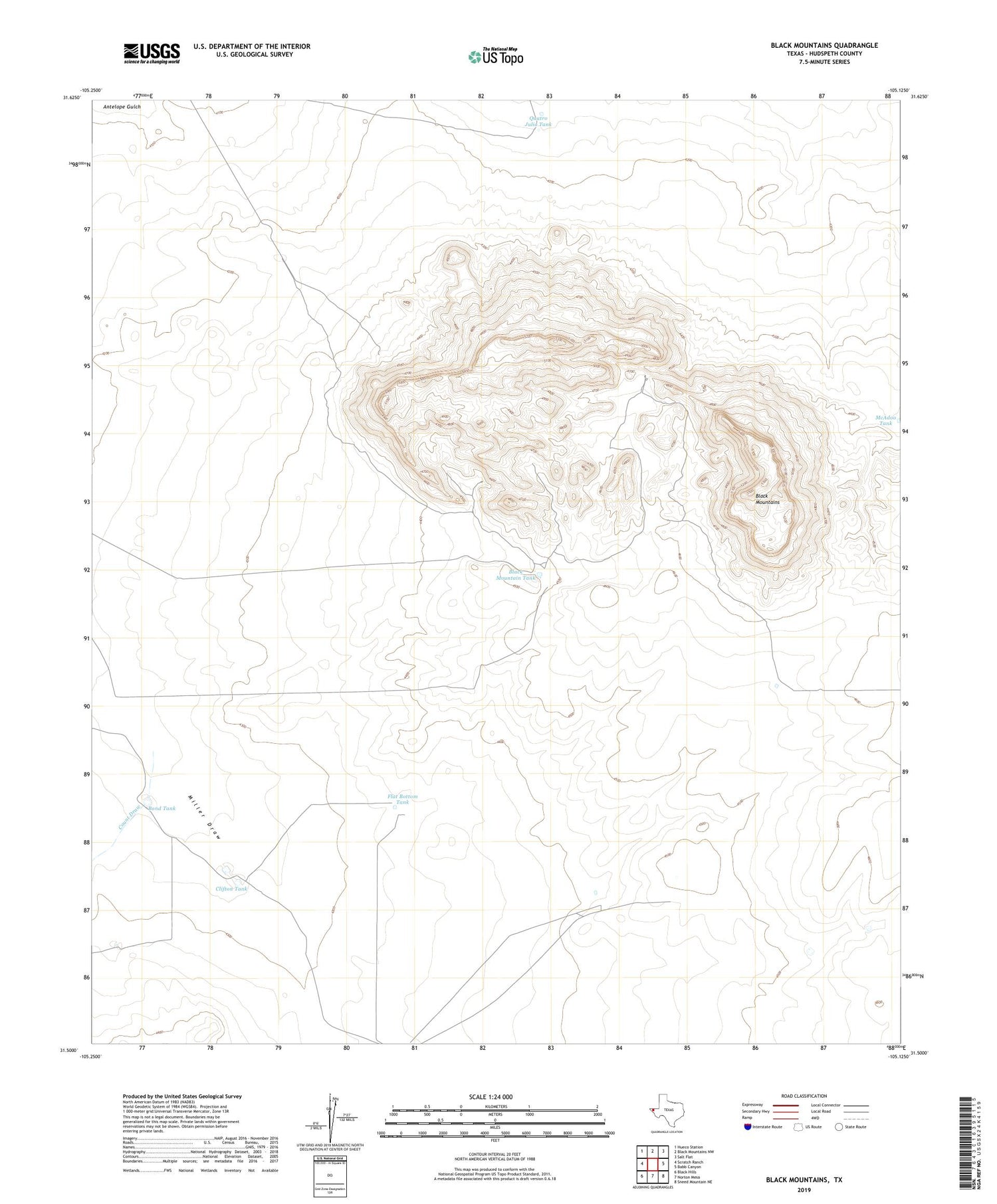 Black Mountains Texas US Topo Map Image
