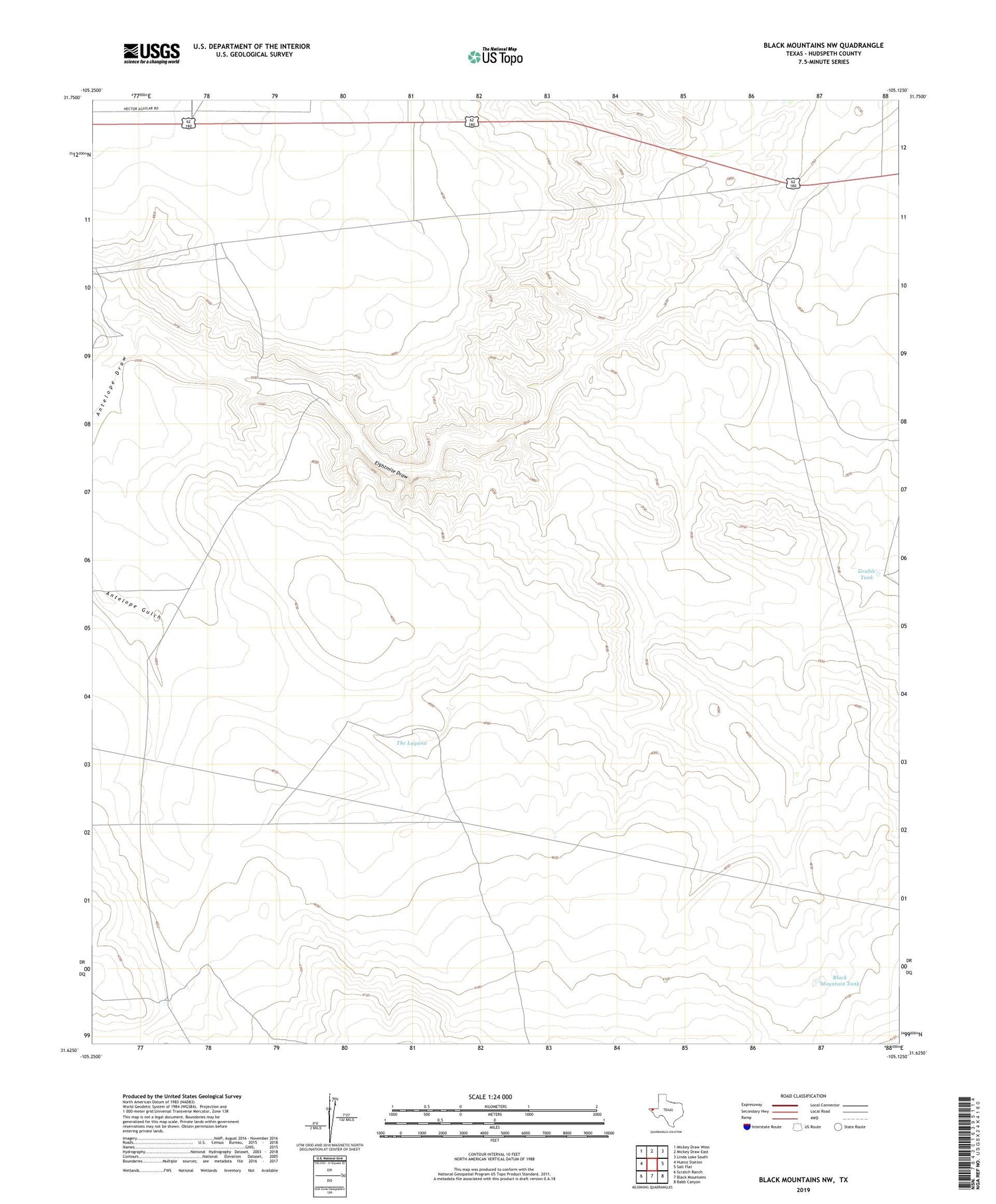 Black Mountains NW Texas US Topo Map Image