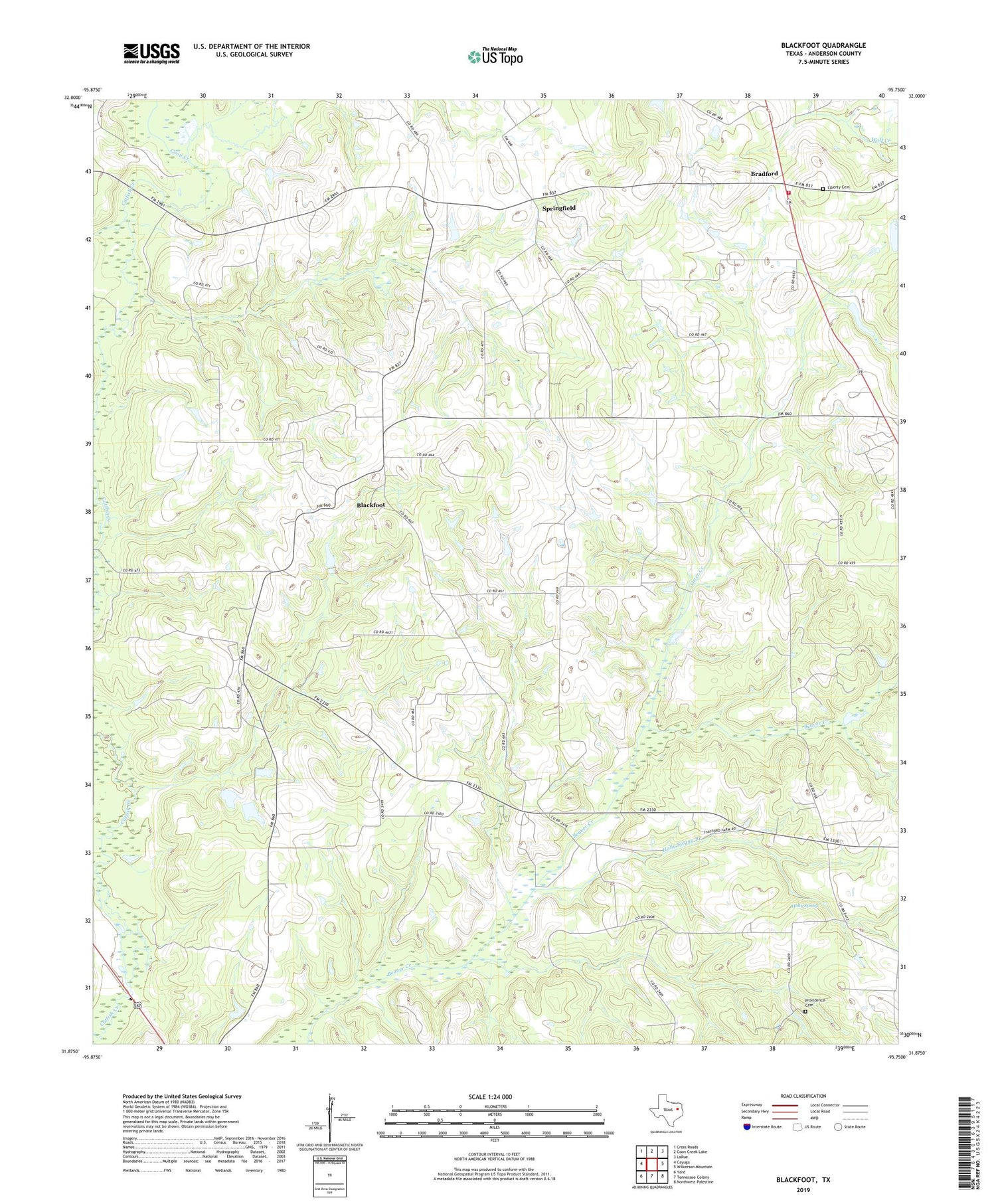 Blackfoot Texas US Topo Map Image