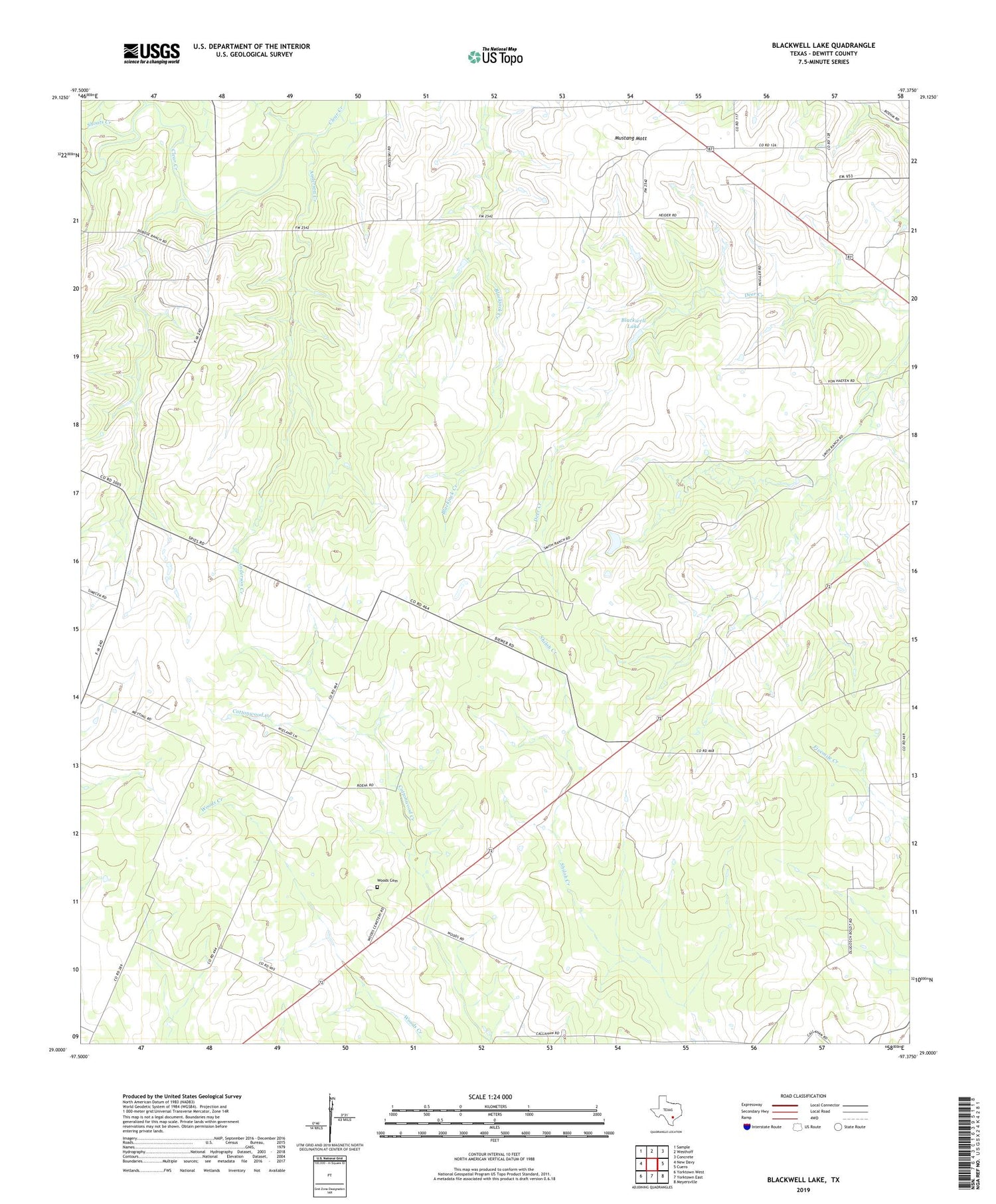 Blackwell Lake Texas US Topo Map Image