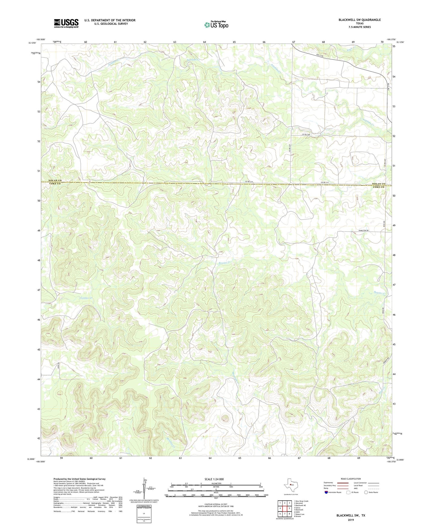 Blackwell SW Texas US Topo Map Image